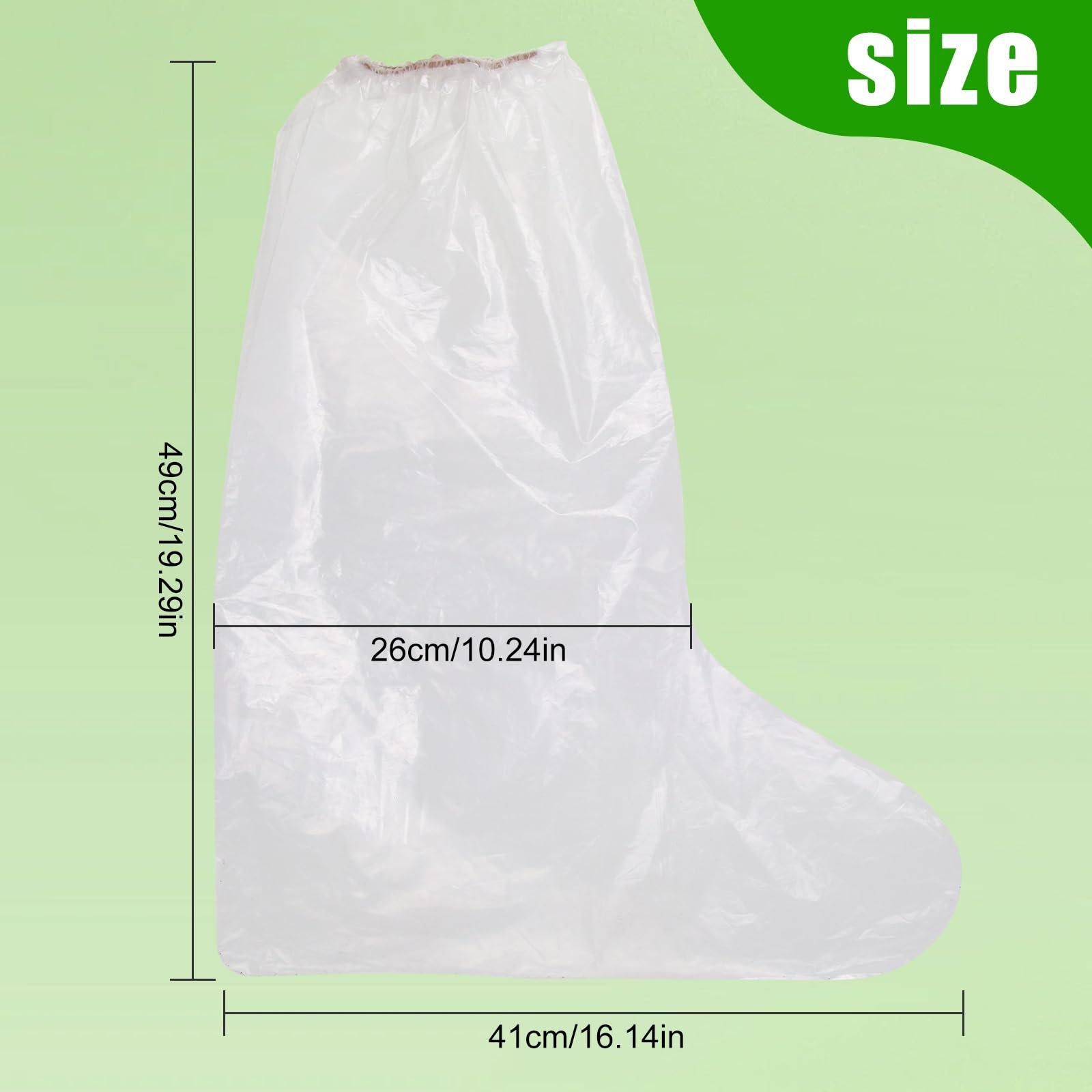 Disposable Plastic Boot and Shoe Covers 100 Pack (50 Pairs) Anti-Slip Waterproof Durable Reusable Cover Plastic Long Rain Shoe Cover (Transparent) - Image 3