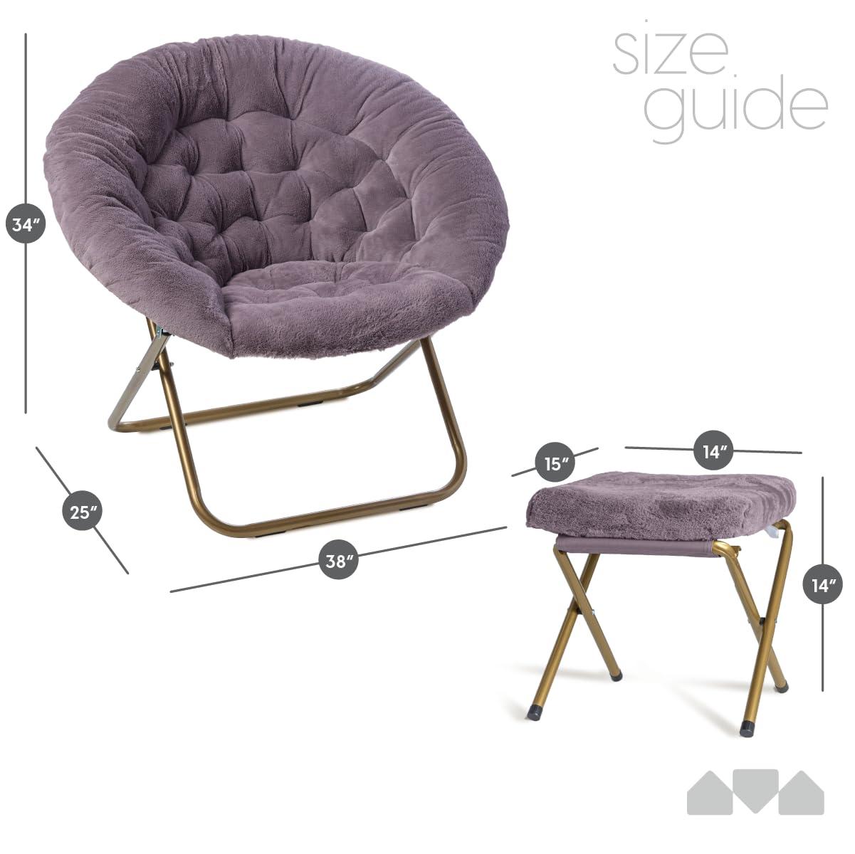 Milliard Cozy Chair with Footrest Ottoman/Faux Fur Saucer Chair for Bedroom/X-Large (Purple) - Image 3