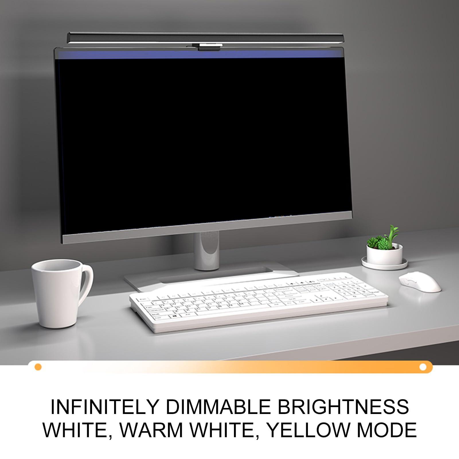 Computer Monitor Lamp, LED Screen Light Bar for Eye Caring, Stepless Dimmable, Touch Control, Office Monitor Light (White) - Image 9