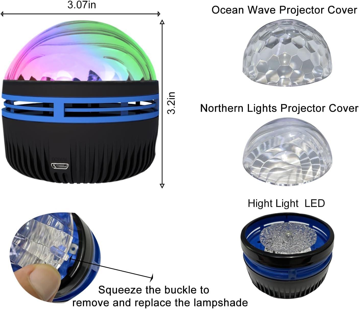 XYDongtong 2 in 1 Northern Lights and Ocean Wave Projector with 14 Effects of Galaxy Light for Game Rooms, Parties, Light Projector for Bedroom, led Light Projector for Room Home Decorations - Image 7