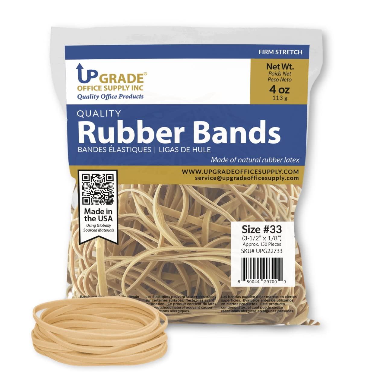 Upgrade Office Supply UPG22733 Rubber Bands, Size #33 (3-1/2” x 1/8”), 150 Bands, 1/4 lb, USA