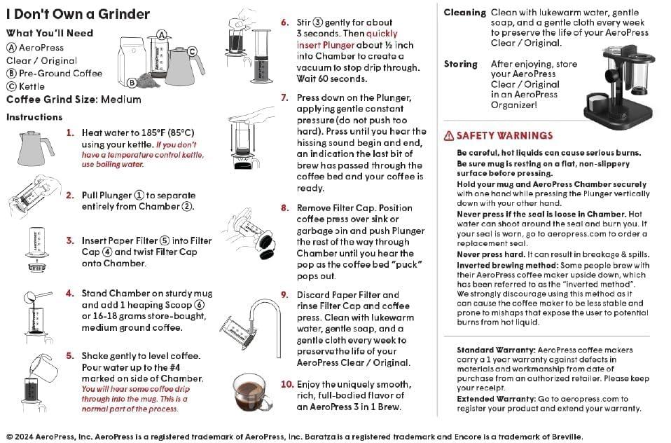AeroPress Original Coffee Press – 3 In 1 Brew Method Combines French Press, Espresso, Full Bodied Coffee Without Grit or Bitterness, Small Portable Coffee Maker for Camping & Travel - Image 8
