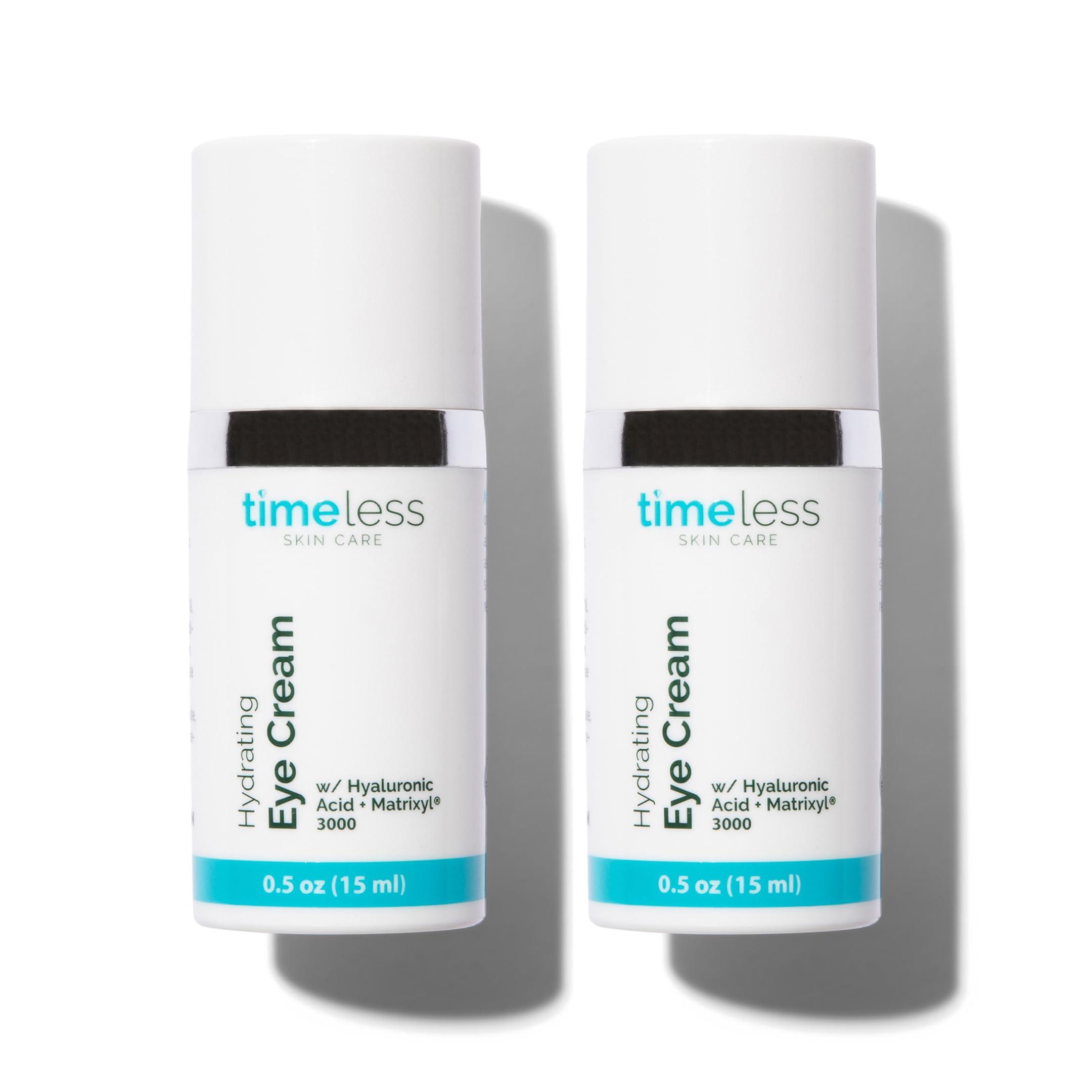 Timeless Skin Care Hydrating Eye Cream - 0.5 oz, Pack of 2 - Reduce Puffiness & Fine Lines - Includes Hyaluronic Acid for Hydration + Matrixyl 3000 to Fight Wrinkles - For All Skin Types
