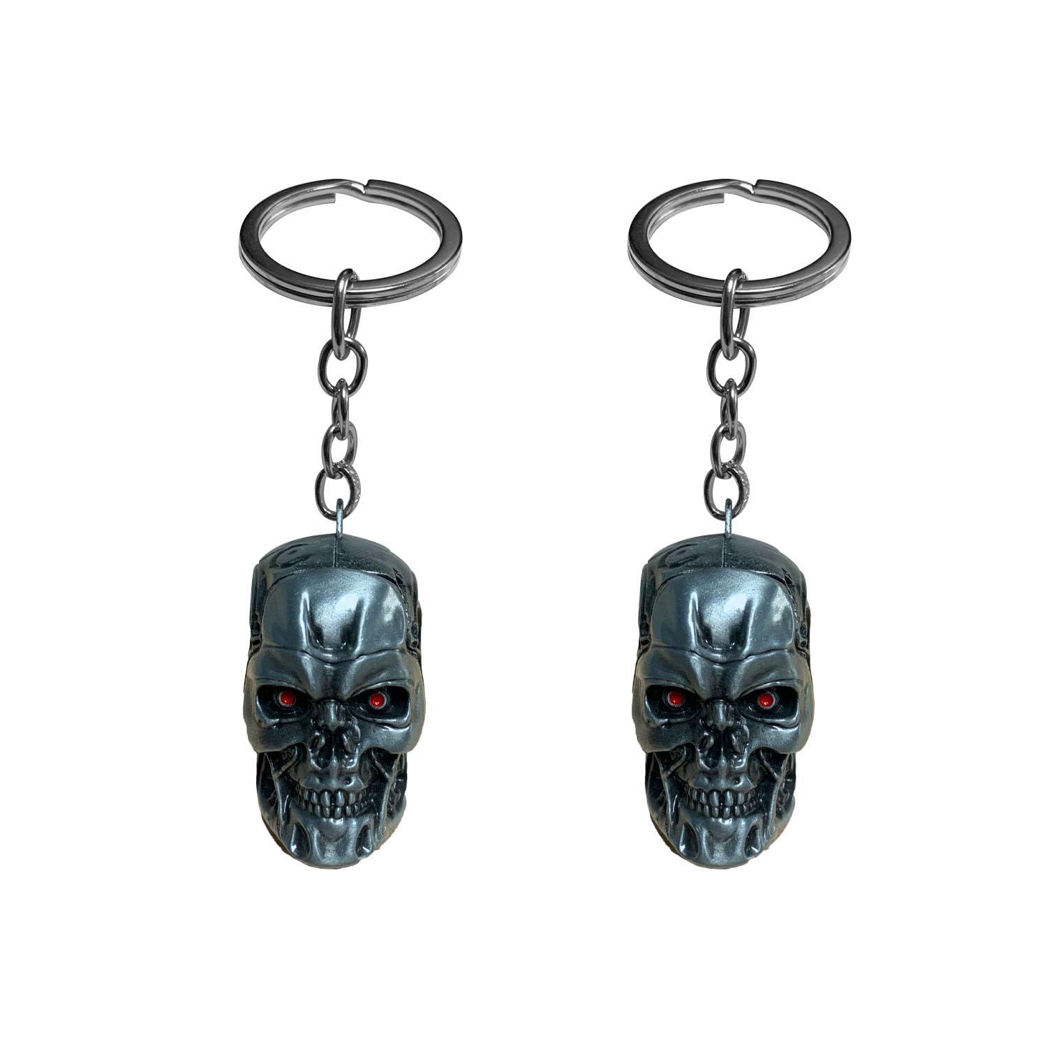 DTSFHTDAL 2PCS Keychain the Terminator Skull Metal Keychain Skeleton Key Chain Car Keychain Terminator Keychain Unisex