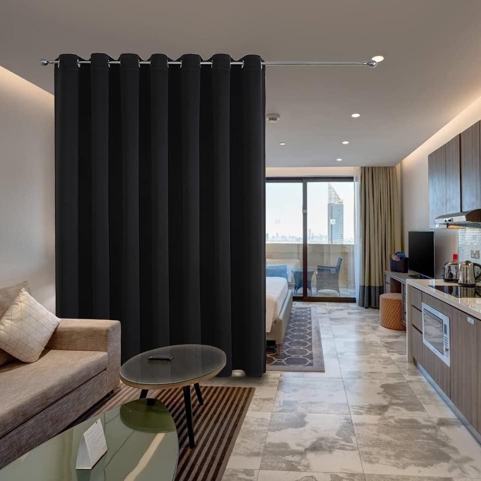 Joydeco Blackout Room Divider Curtains for Sliding Glass Doors 84 Inches Long 1 Panel, Extra Wide Sliding Door Curtains for Doorway Patio Bedroom Living Room (Black, 100Wx84L) - Image 4