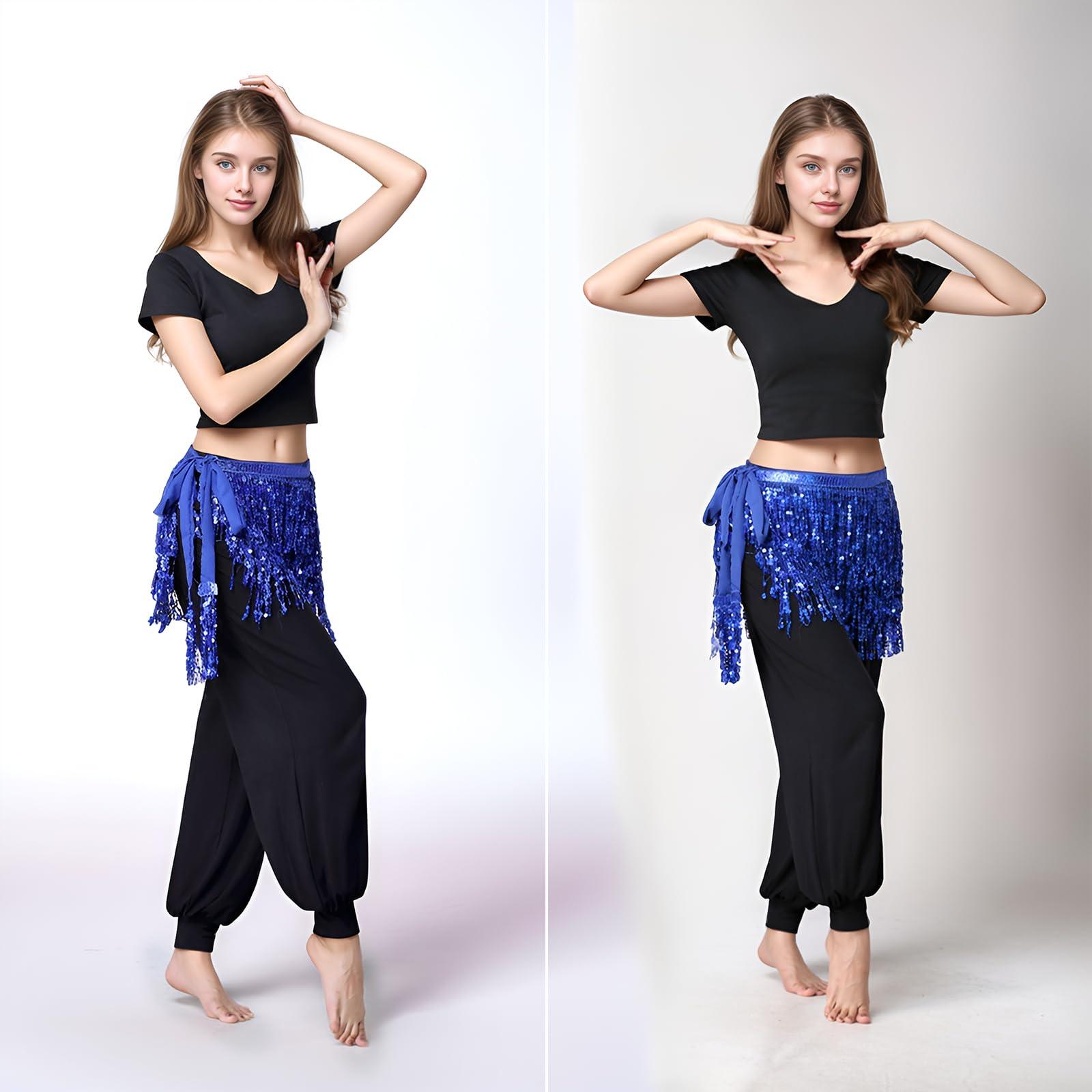 Belly Dance Hip Scarf Sequin Tassel Skirt Wrap Sparkly Rave Costume for Women - Image 7