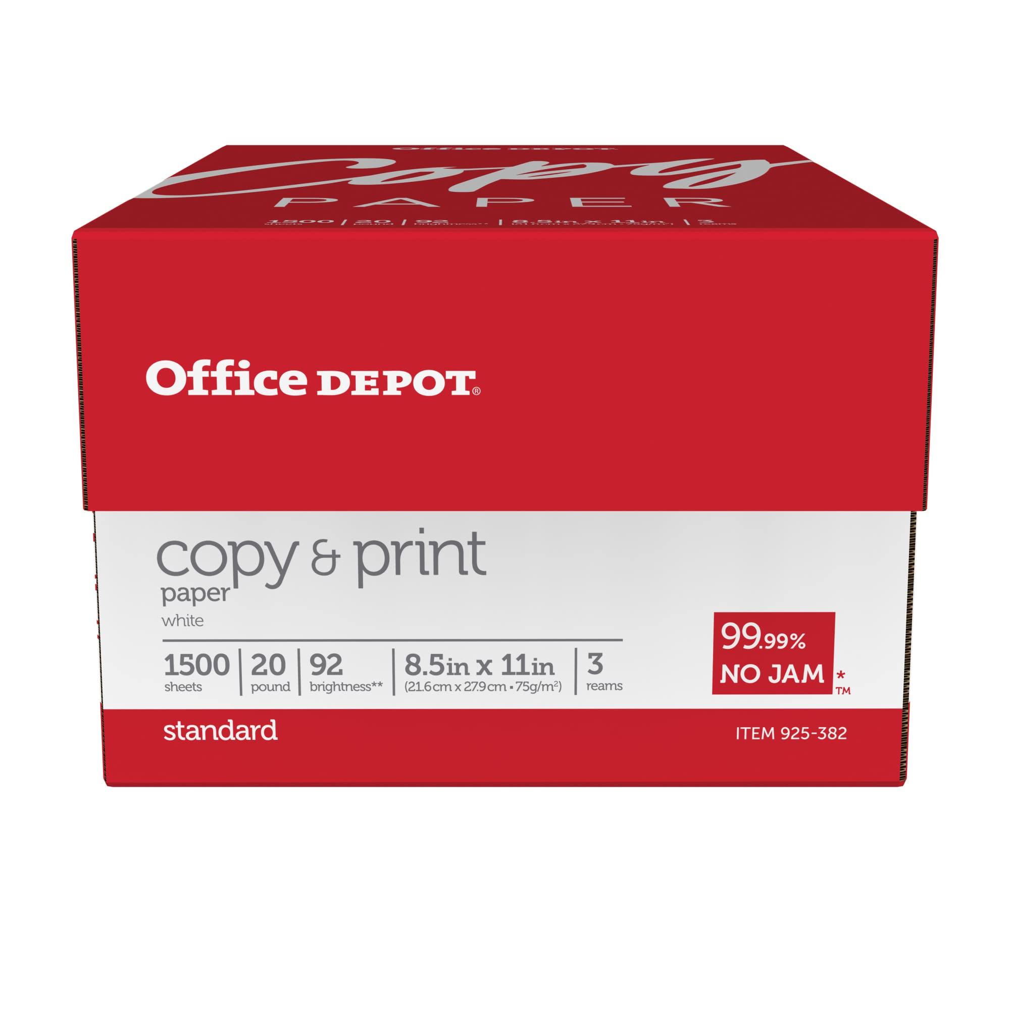 Office Depot Copy Print Paper, 8 1/2in. x 11in., 20 Lb, Bright White, 500 Sheets Per Ream, Case Of 3 Reams, 1008 - Image 2