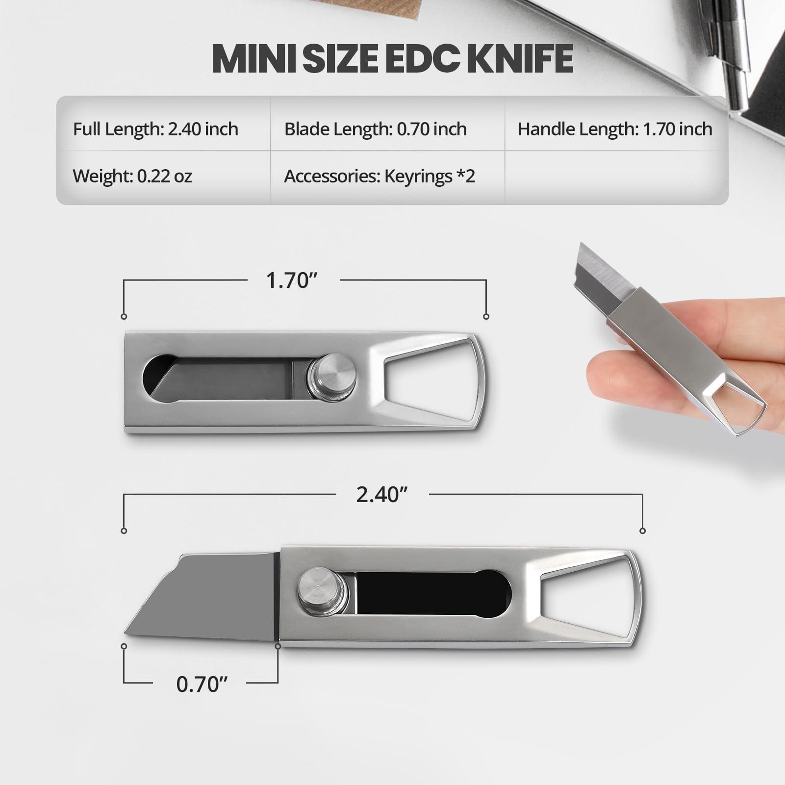 ITOKEY 2 Pack Small Pocket Knife, Keychain Box Cutter, Mini Pocket Knife with 0.78 inch Sharp Blade, EDC Utility Knife for Everyday Carry, Safety Box Opener Tool for Office, Cool Gadgets for Men Women - Image 3