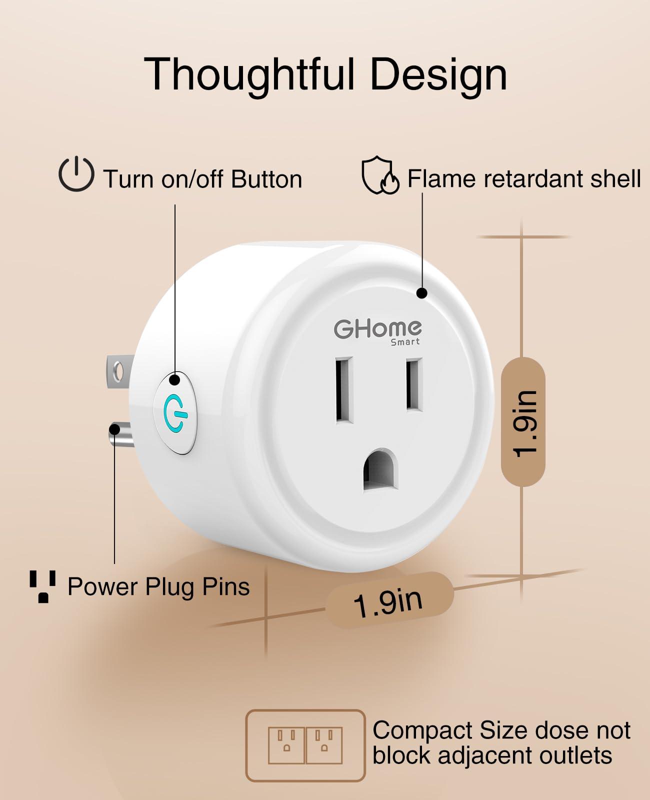 GHome Smart 5G 15A Smart Plugs, WiFi Smart Plugs Work with Alexa and Google Home, Smart Home WiFi Outlet with Remote Control & Timer, 5GHz and 2.4GHz Wi-Fi Compatible, ETL FCC Listed, White, 2 Pack - Image 7