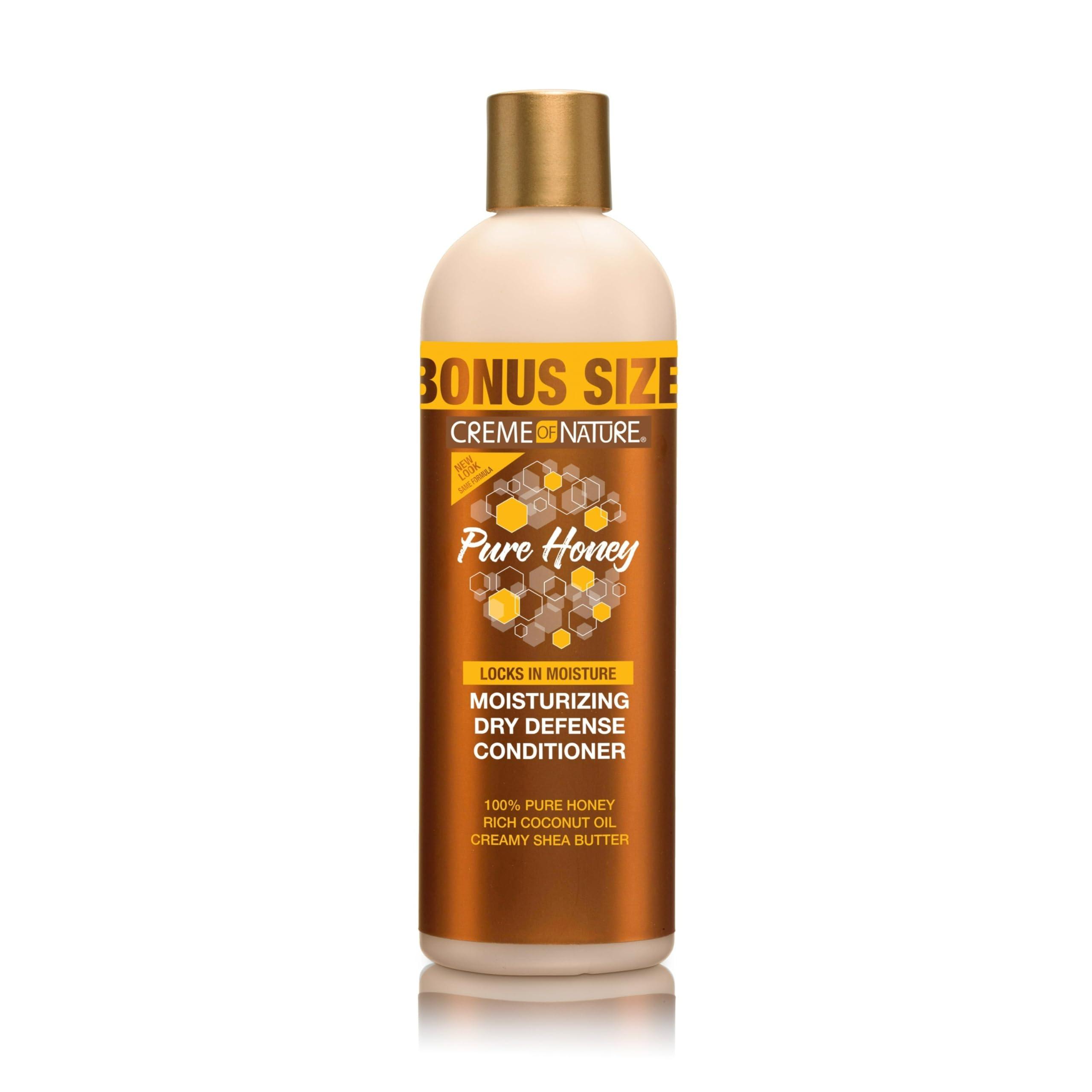 Creme of Nature Pure Honey Moisturizing Dry Defense Conditioner, Hydrating Formula with Coconut Oil & Shea Butter, Detangles & Softens Dry Hair, Sulfate-Free, 15.2 oz