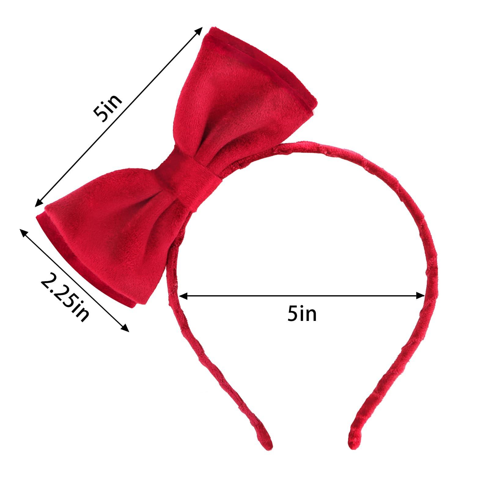 Jaciya Burgundy Velvet Bow Headband for Women Girls Hair Bow Headbands Cute Bowknot Hairband Cosplay Headpiece - Image 2