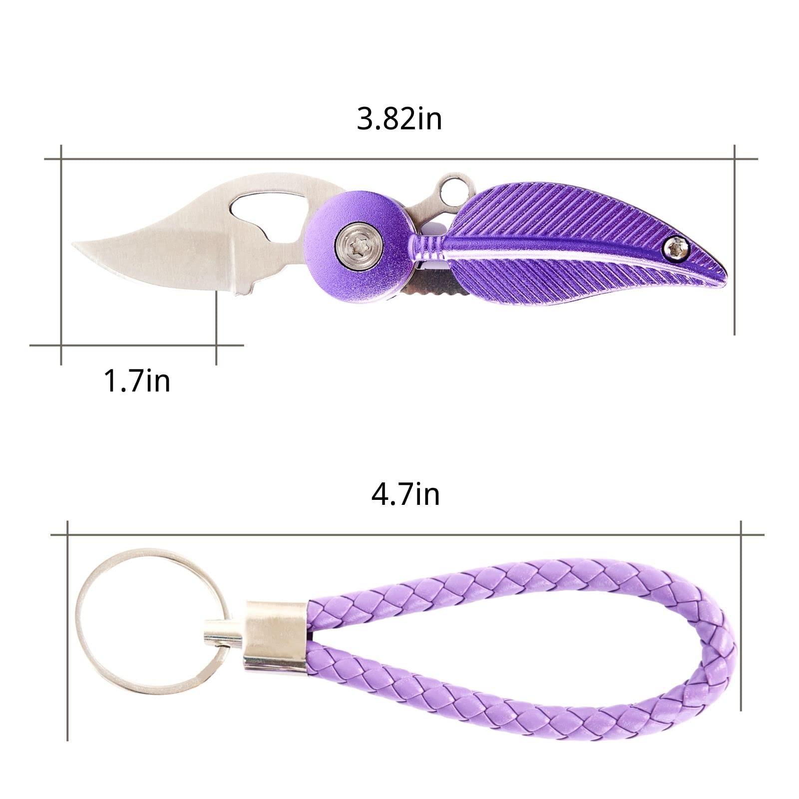 CHJIANAO Womens Mini Pocket Knife with Chain, Cool Gadget, Cute Key Accessory (Purple) - Image 2