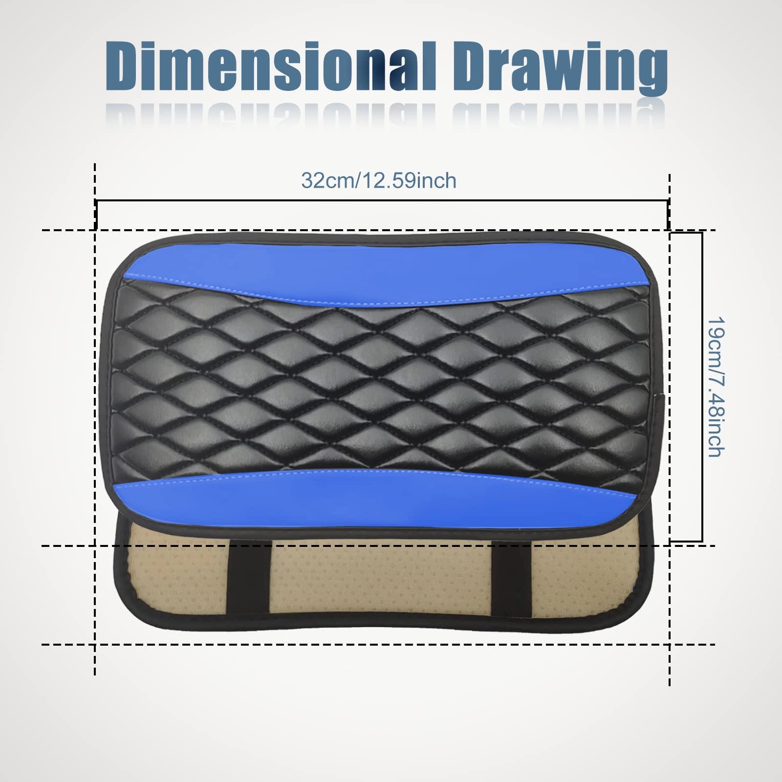Car Center Console Cover, Universal Leather Waterproof Armrest Seat Box Cover Protector, Comfortable Car Decor Accessories Fit for Most Cars, Vehicles, SUVs -Blue - Image 2