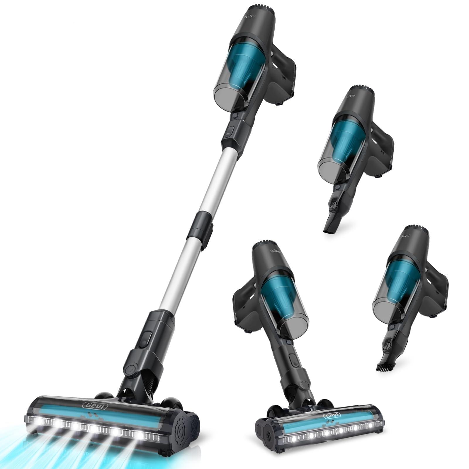 Cordless Vacuum Cleaner, 20Kpa Powerful Stick Vacuum Cordless, Up to 45mins Long-Lasting Battery Runtime, 6 in 1 Lightweight Vacuum Cordless for Hard Floors, Carpets and Pet Hair, Grey