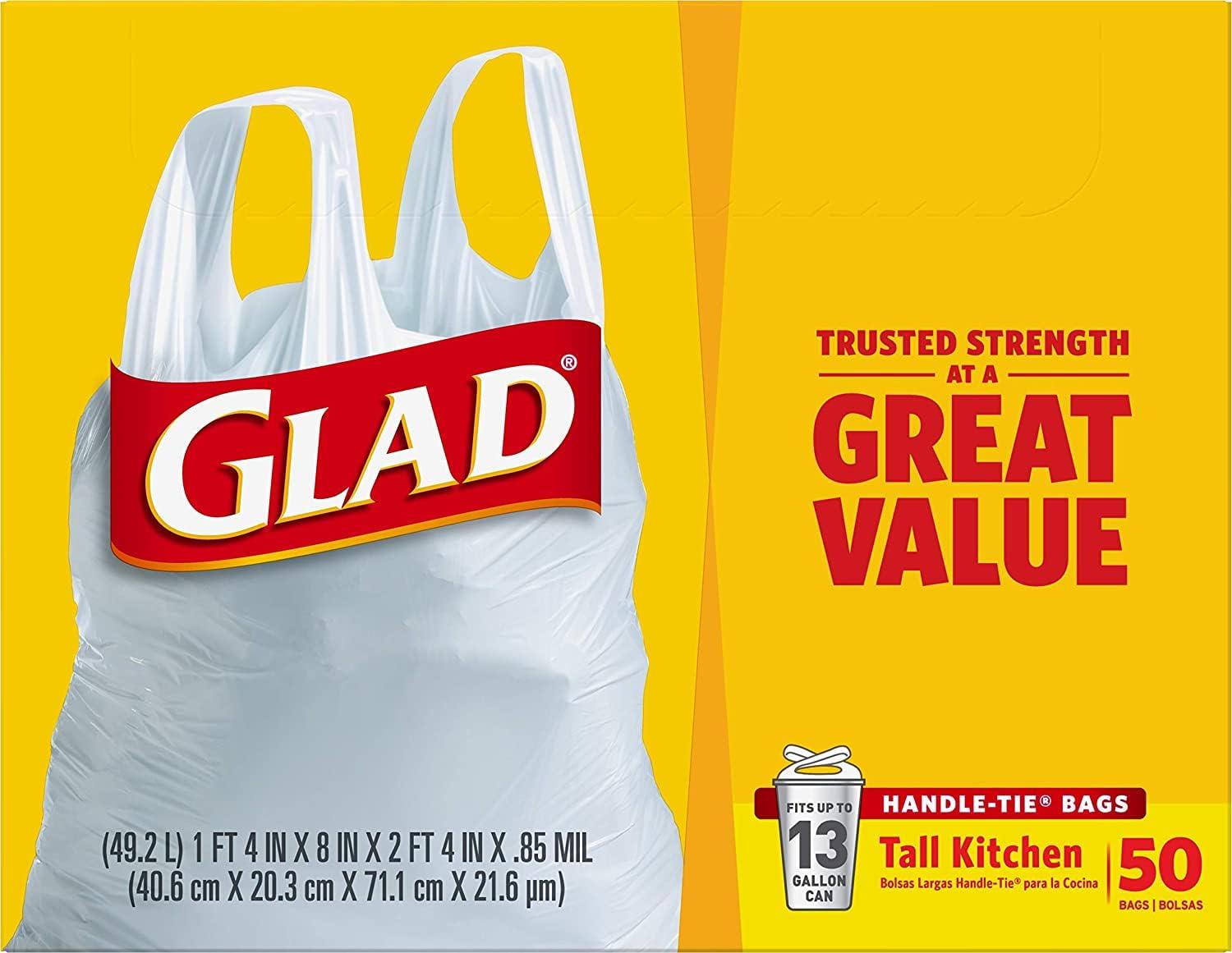 Glad 13 Gal. Tall Kitchen Handle-Tie Bags 50 ct (Pack of 4) - Image 5
