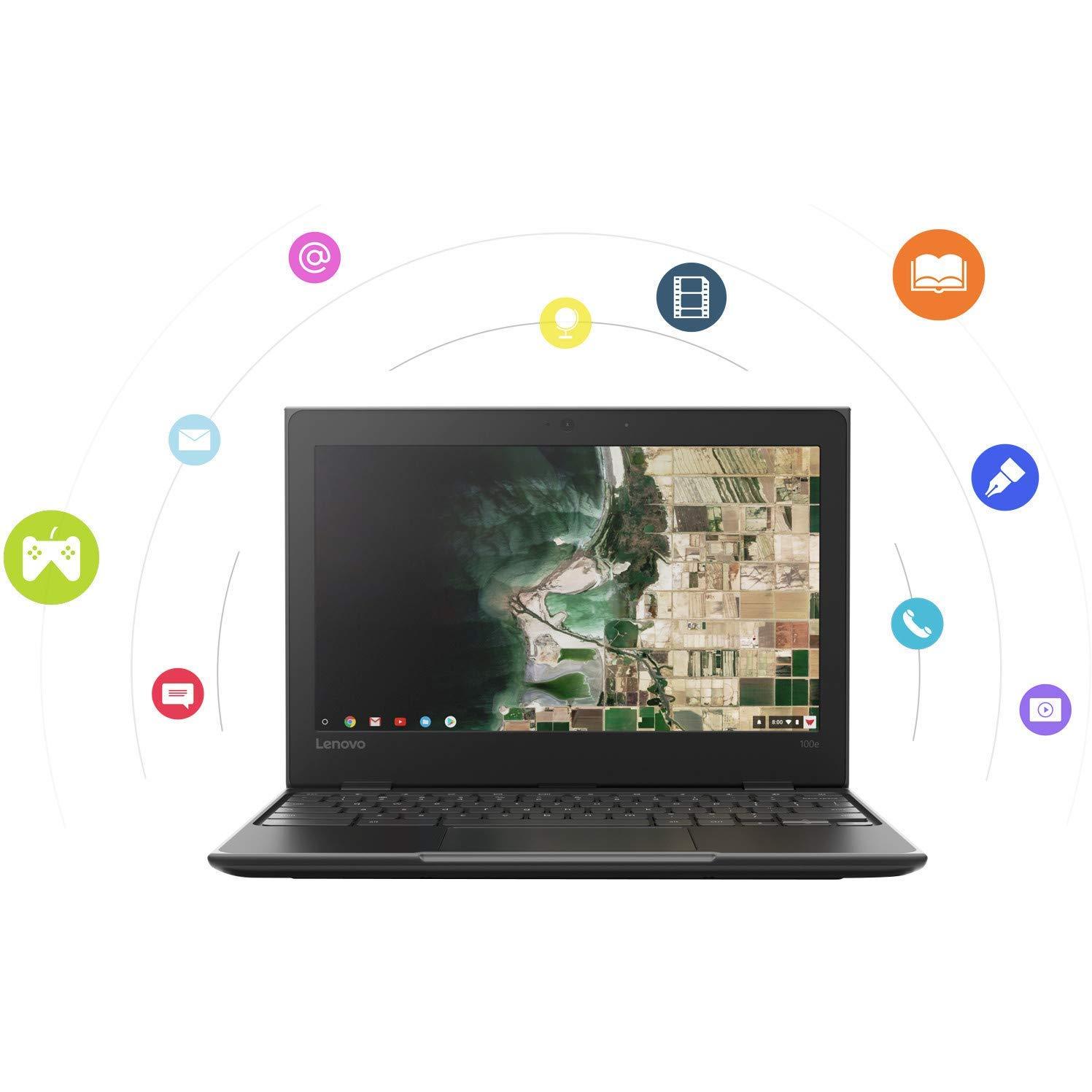 Lenovo 100e 81ER000BUS 11.6" HD Chromebook, Intel Dual-Core Celeron N3350 1.1 GHz up to 2.4 GHz, 4GB RAM, 16GB SSD, Bluetooth, USB Type C, 802.11ac, Webcam, Chrome OS (Renewed) - Image 8