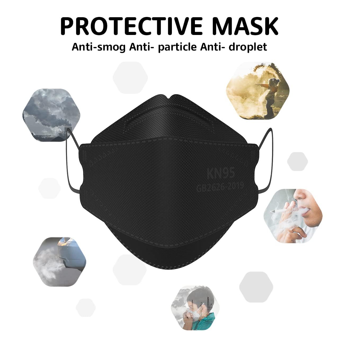 LEVENIS KN95 Face Masks 50 Pack, Breathable Comfortable and Disposable KN95 Mask, Black - Image 8