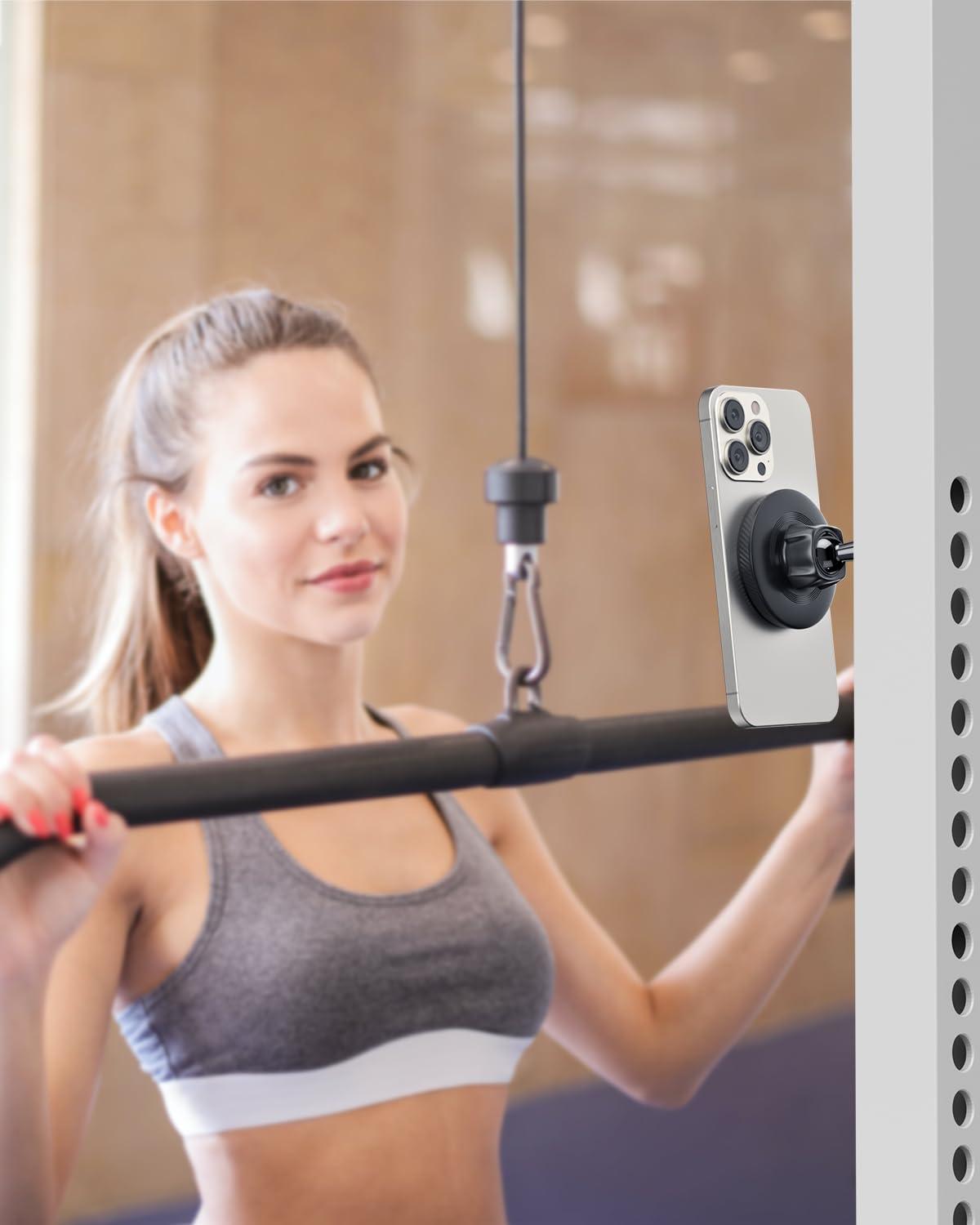 APPS2Car Magnetic Phone Holder for Gym, Alloy Base & Ball Joint, Attach to Metal Surfaces, Dual Magnetic Phone Mount for MagSafe iPhone 12-16 Series - Image 7