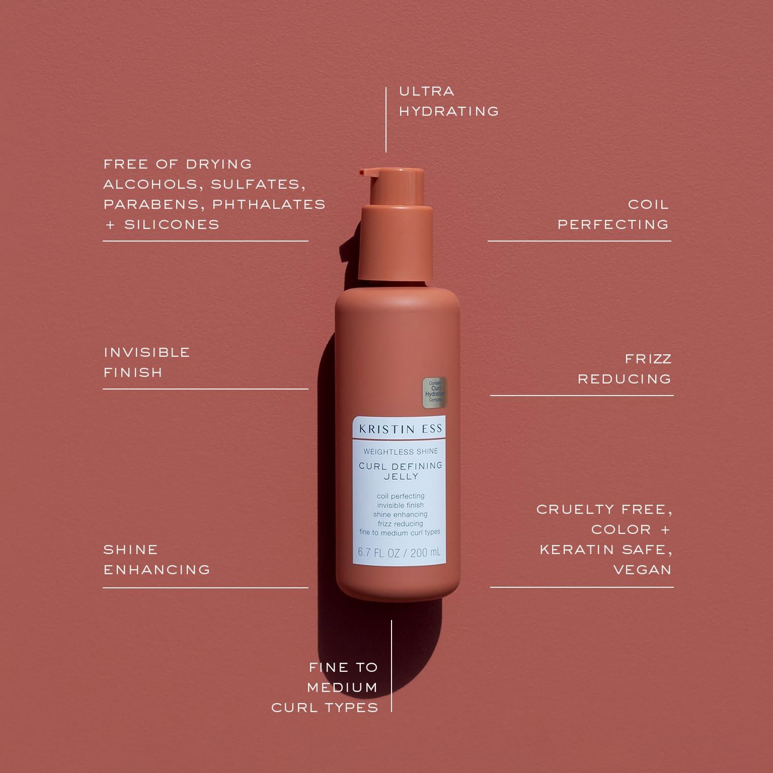 Kristin Ess Weightless Shine Curl Defining Jelly with Glycolic Acid - For Curly Hair, Frizz Control, Humidity Shielding, Vegan, Color + Keratin Safe - Image 2