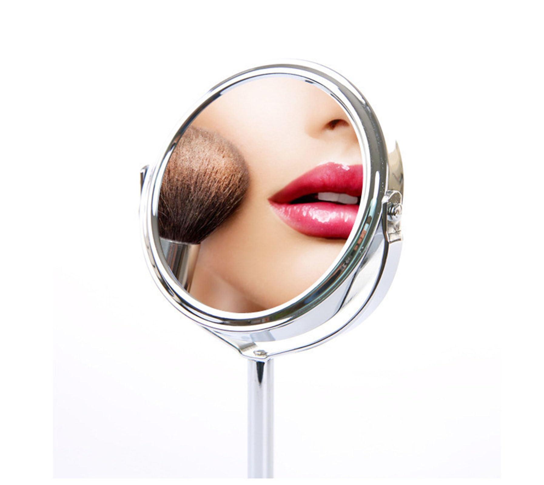 ZHU YU CHUN Portable Double-Sided 1x 2X Magnifying Mirror, Silver, 5.7"L x 3.4"W, Tabletop Mount, Modern Style, Perfect for Makeup, Dressing, Home Decor - Image 4