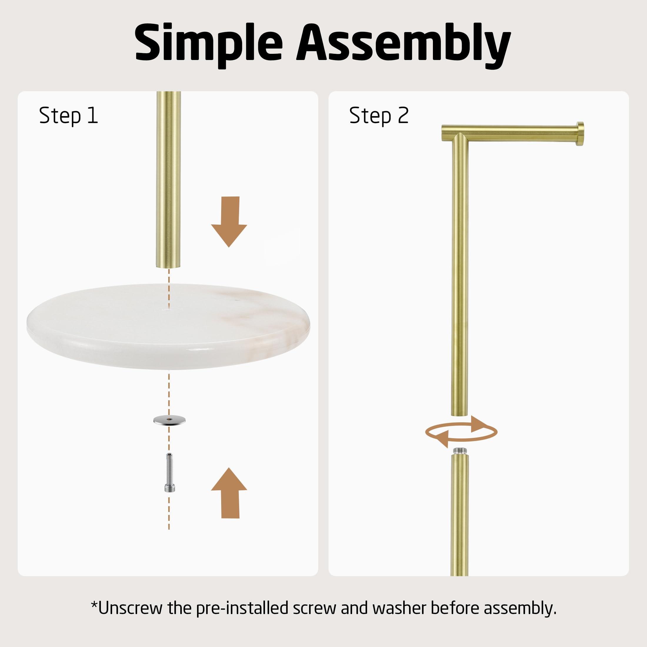 KES Gold Toilet Paper Holder Freestanding, Toilet Paper Holder Stand with Natural Marble Base, 26" Height Floor Free StandingToilet Paper Holder 18/8 Stainless Steel Brushed Gold, BPH284S66-BZ - Image 7