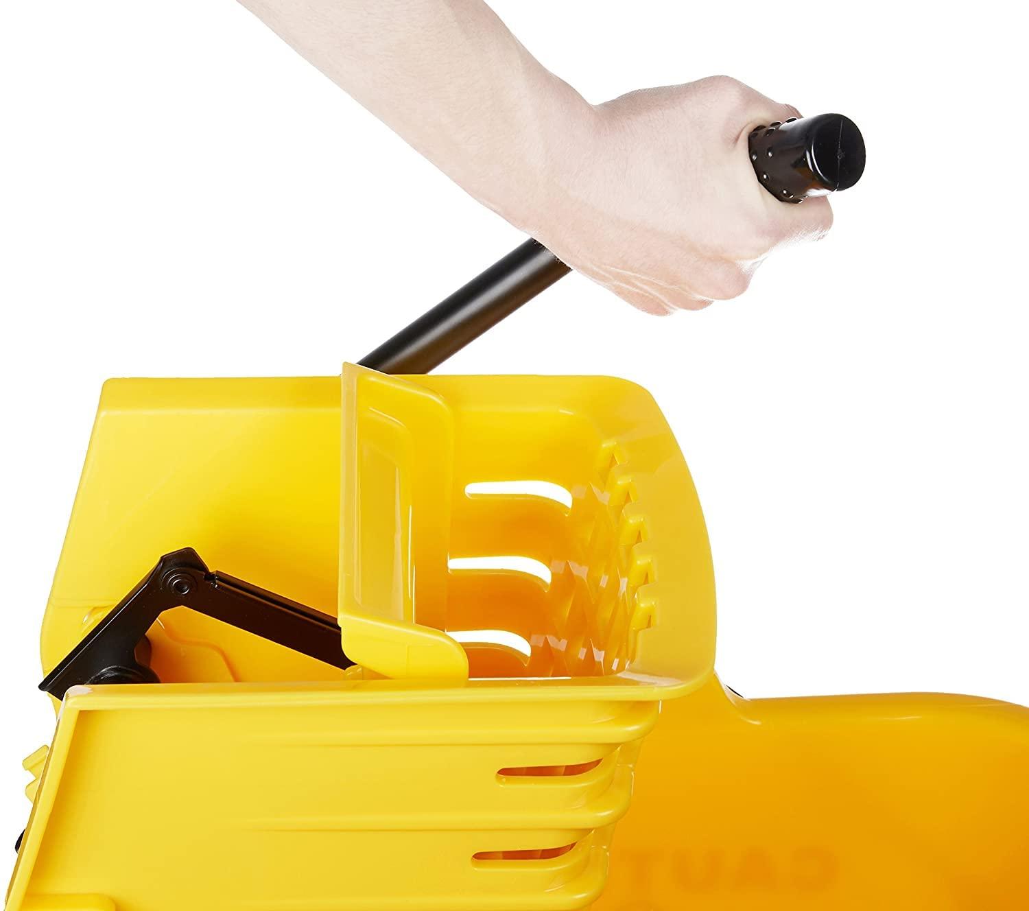 Amazon Basics Side Press Wringer Combo Commercial Floor Cleaning Rectangular Mop Bucket on Wheels, 35-Quart, Yellow - Image 5