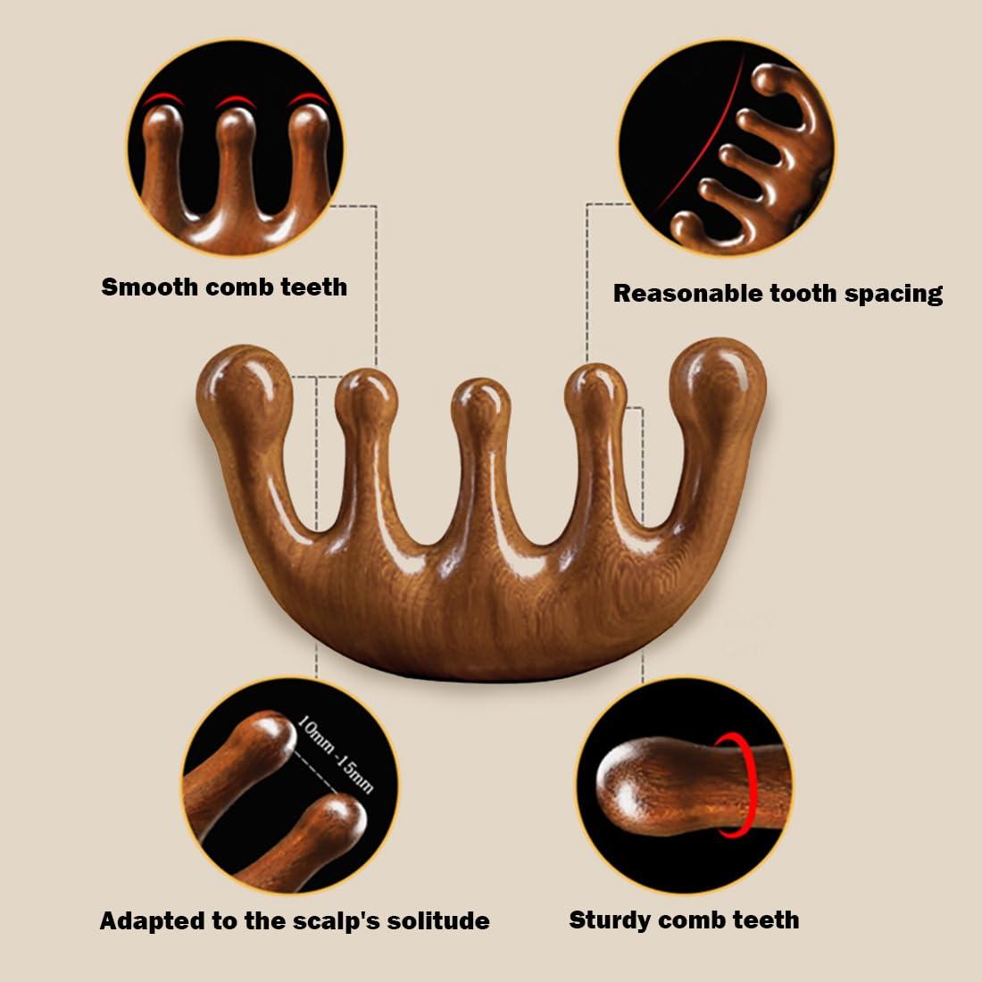 Cureder Wooden Scalp Massager - Handmade 100% Natural Green Sandalwood Wide Tooth Combs - Wood Massage Comb & Sandalwood Comb for Luxurious Hair Care - Image 8