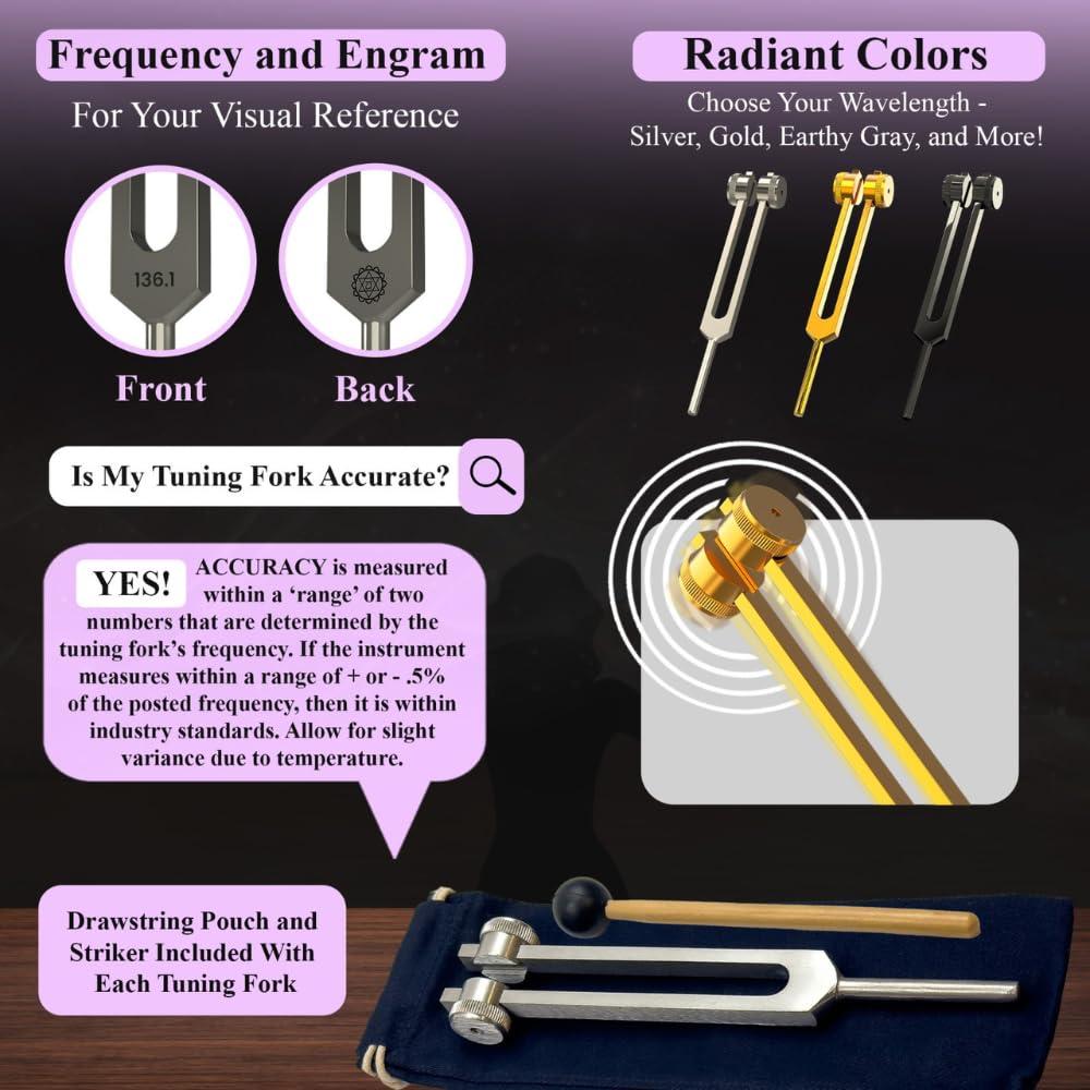 432 Hz Weighted Tuning Fork For Healing - Natural Musical Pitch - Love Frequency 432 Hz - Sound Healing and Biofield Harmonization - Sound Therapy Tools, Sound Healing Instruments - Gold - Image 3