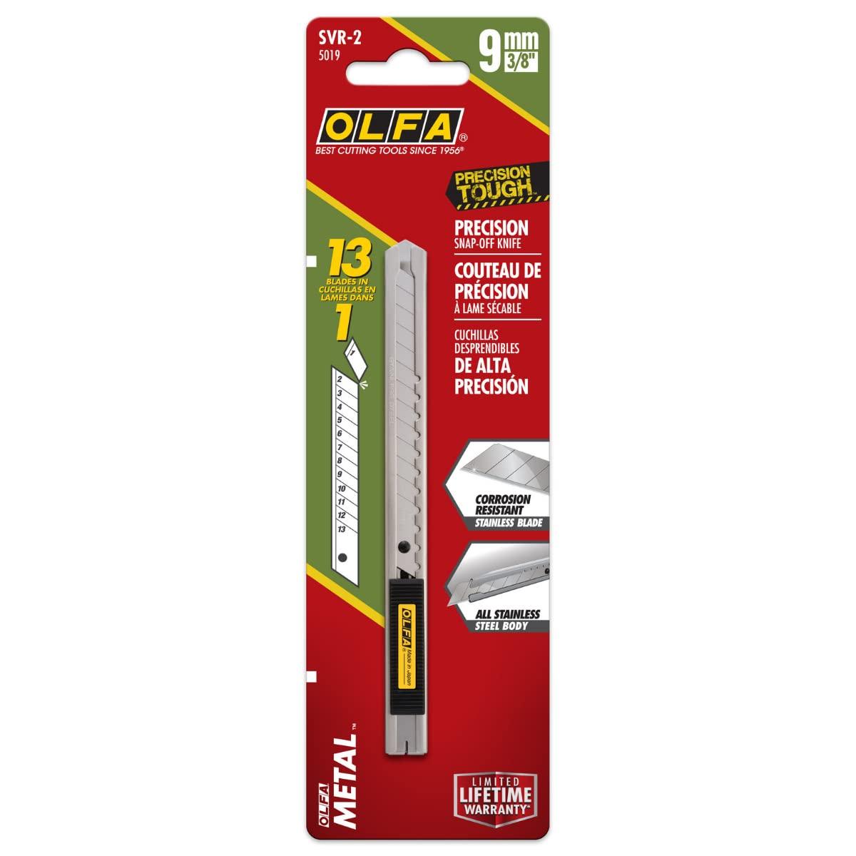 OLFA 9mm Stainless Steel Utility Knife (SVR-1) - Multi-Purpose Retractable Precision Knife w/Snap-Off Blade, Replacement Blades: Any OLFA 9mm Blade - Image 4
