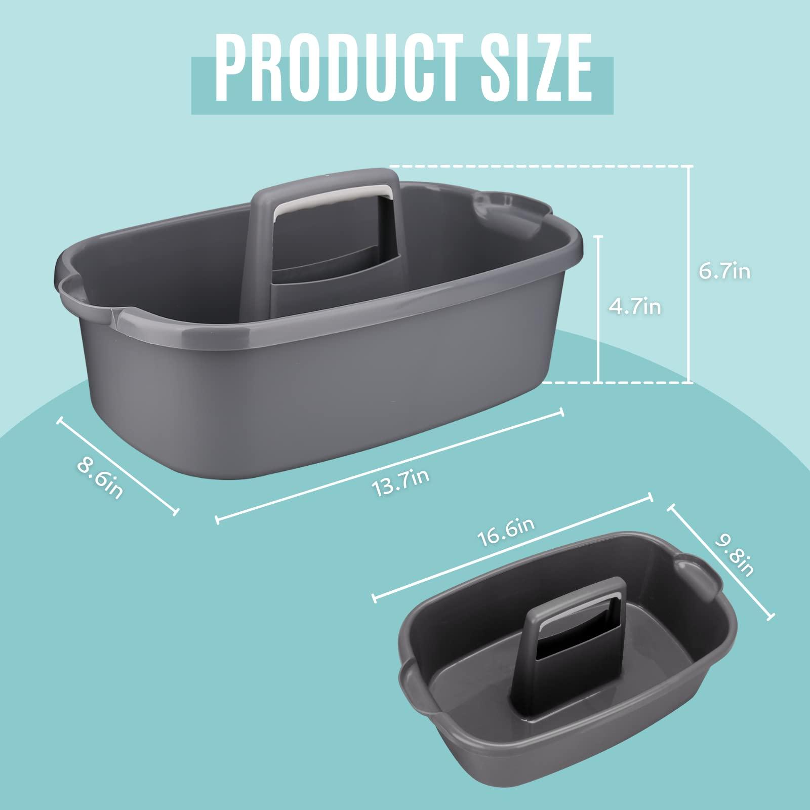 KeFanta Cleaning Supplies Caddy, Household Tools Organizer with Handle, Large Plastic Bucket, Portable Shower Basket Tote, Gray - Image 3