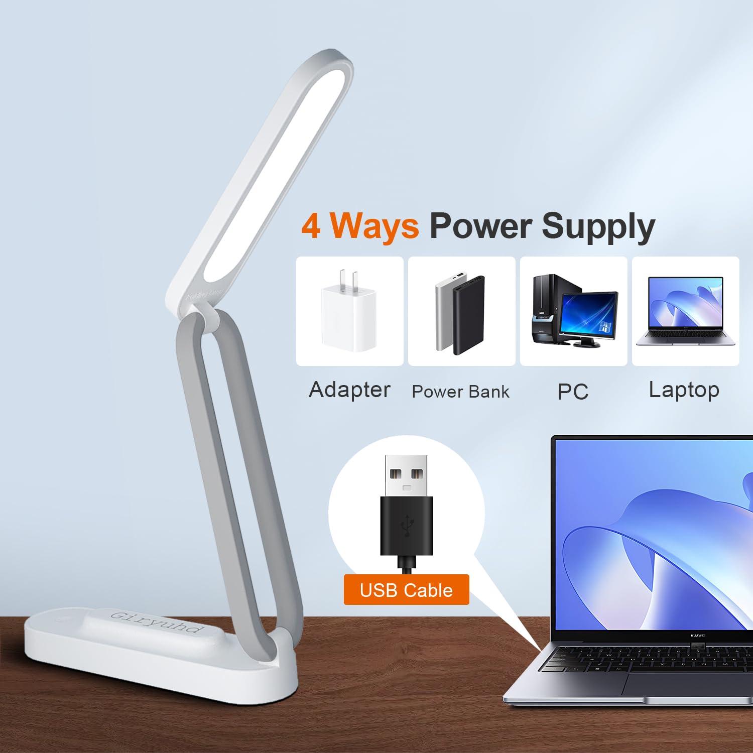 Giryuhd LED Desk Lamp for Office Home & Battery Operated Lamp Rechargeable Lamp Foldable & Portable Light, LED Desk Light Strip, 3 Brightness Dimmable Small Desk Lamp Wireless Reading Lamp (White) - Image 4