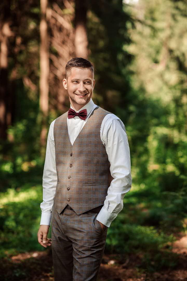 Alizeal Mens Solid Mini Squares Formal Banded Bow Ties - Image 6