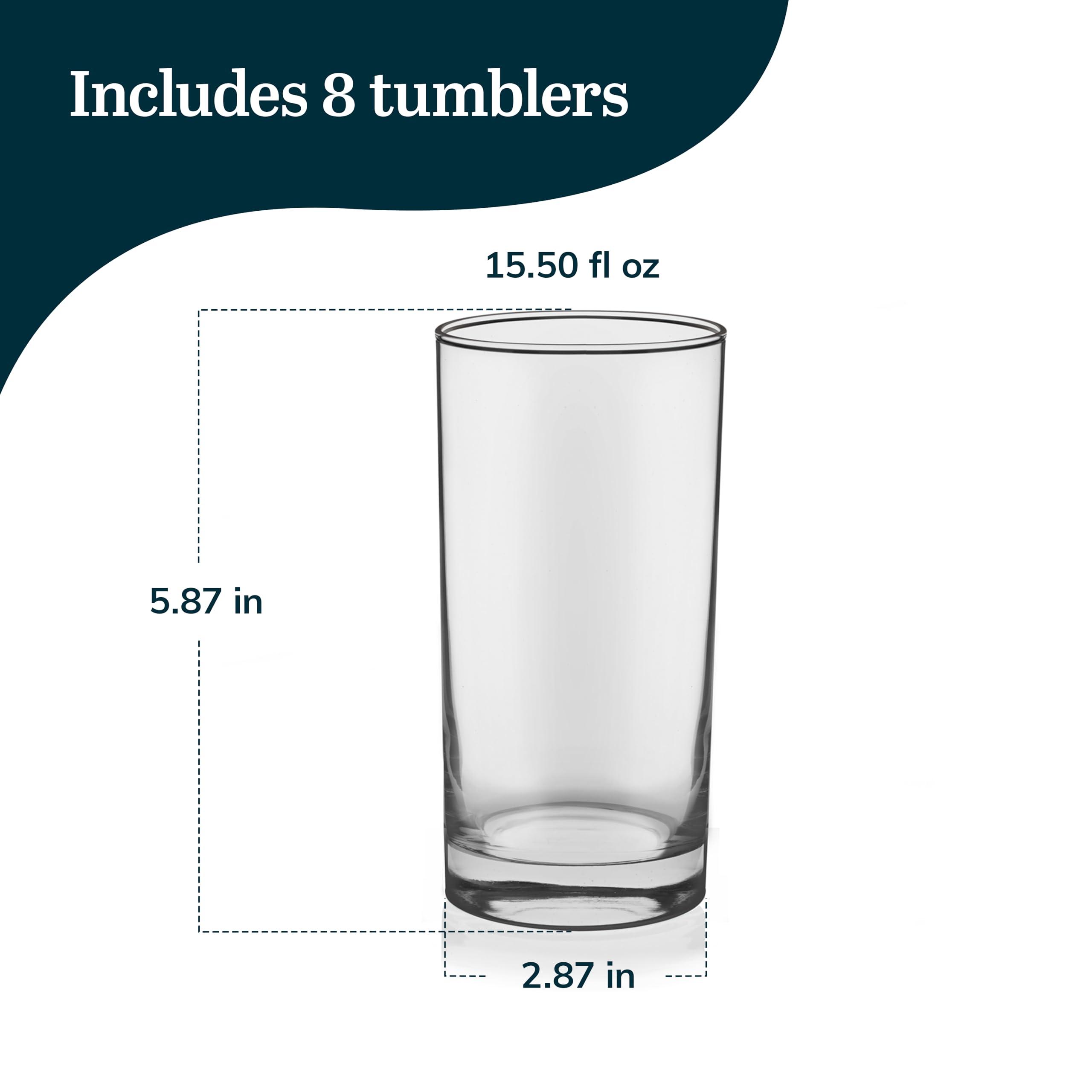 Libbey Tumbler Drinking Glass Sets, Durable Heavy Base Drinking Glasses, Lead-Free Tall Water Glasses Set, Sophisticated Beer Glasses Set of 8 - Image 3