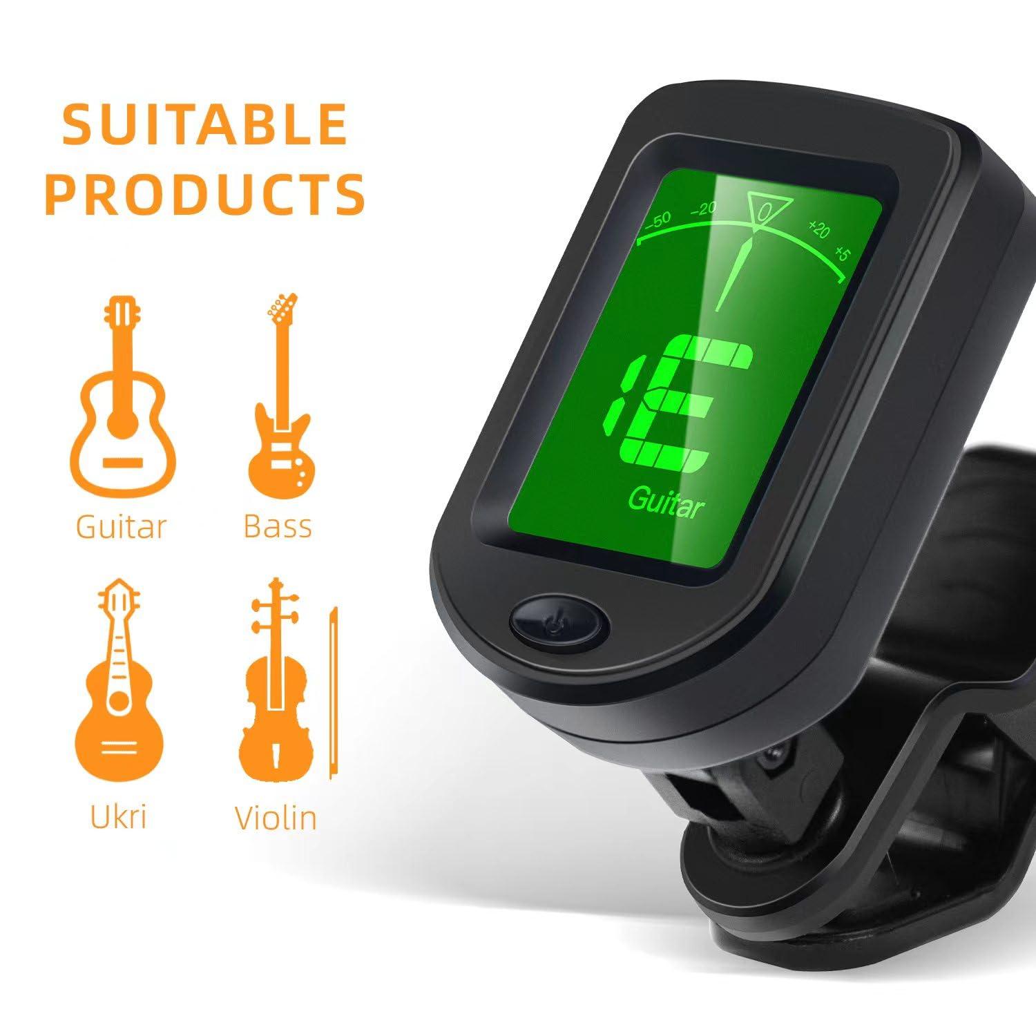 SNHOHIAK Guitar Tuner Clip on Tuner for Ukulele, Guitar, Bass, Mandolin (6PACK) - Image 3