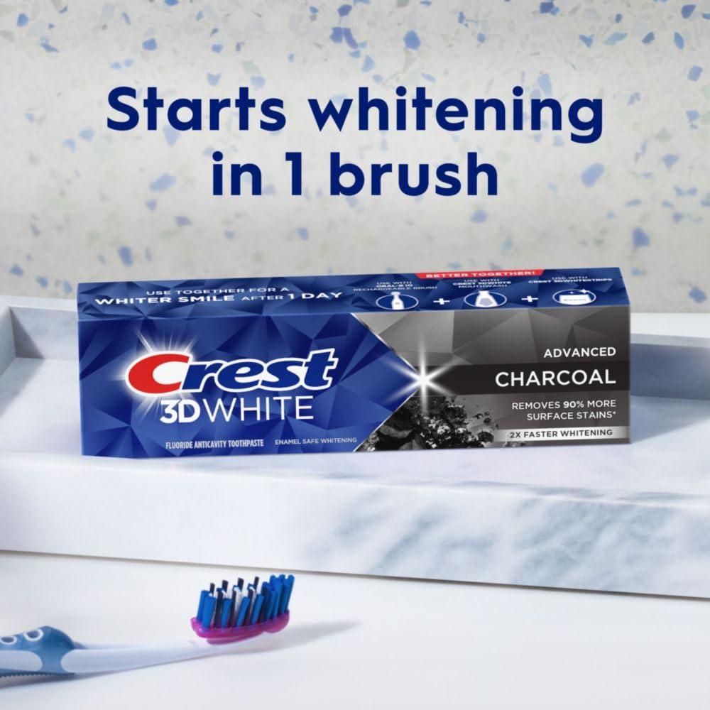 Crest 3D White Advanced Charcoal Teeth Whitening Toothpaste with Fluoride, 3.3 oz, Pack of 3 - Image 6
