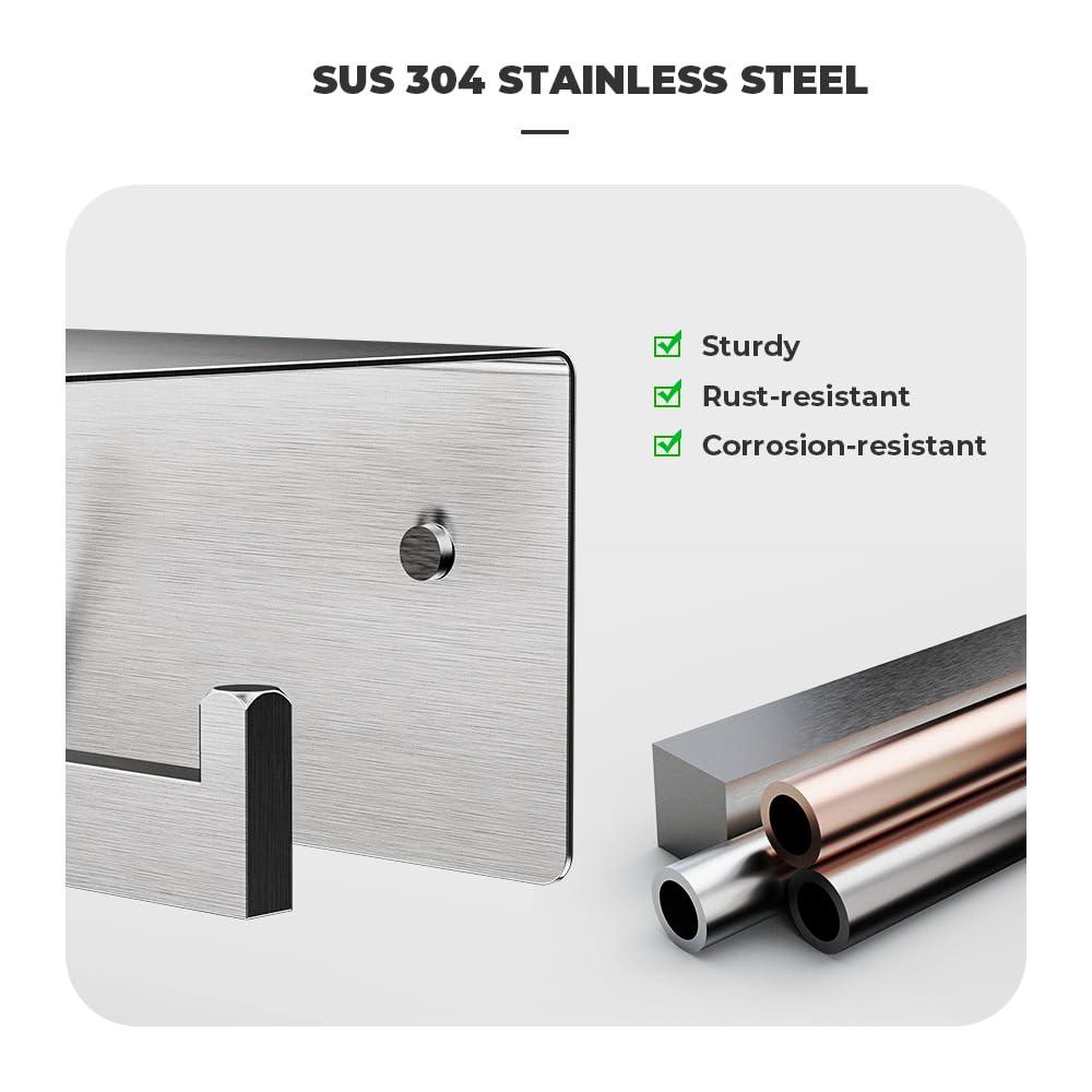 Double Toilet Paper Holder with Shelf, FreshGlow Large Tissue Holder Brushed Nickel, Wall Mount Commercial Toilet Paper Dispenser Phone Shelf Stainless Steel, Tissue Roll for Bathroom - Image 4