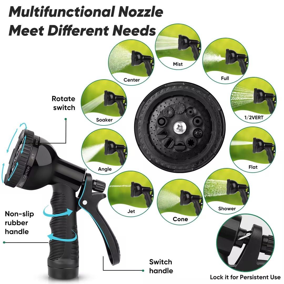 Garden Hose 50ft, Heavy Duty Stainless Steel Water Hose with 10 Functional Nozzles, No Kink, Lightweight and Flexible, Easy to Use and Store, Strong and Sturdy, Suitable for Yard and Lawn - Image 3