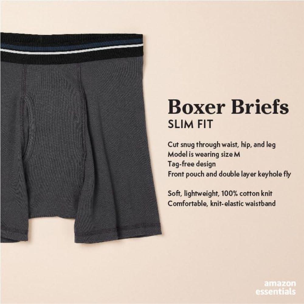 Amazon Essentials Men's Underwear Boxer Briefs, Comfortable Cotton, Tag-Free, Pack of 5 - Image 2