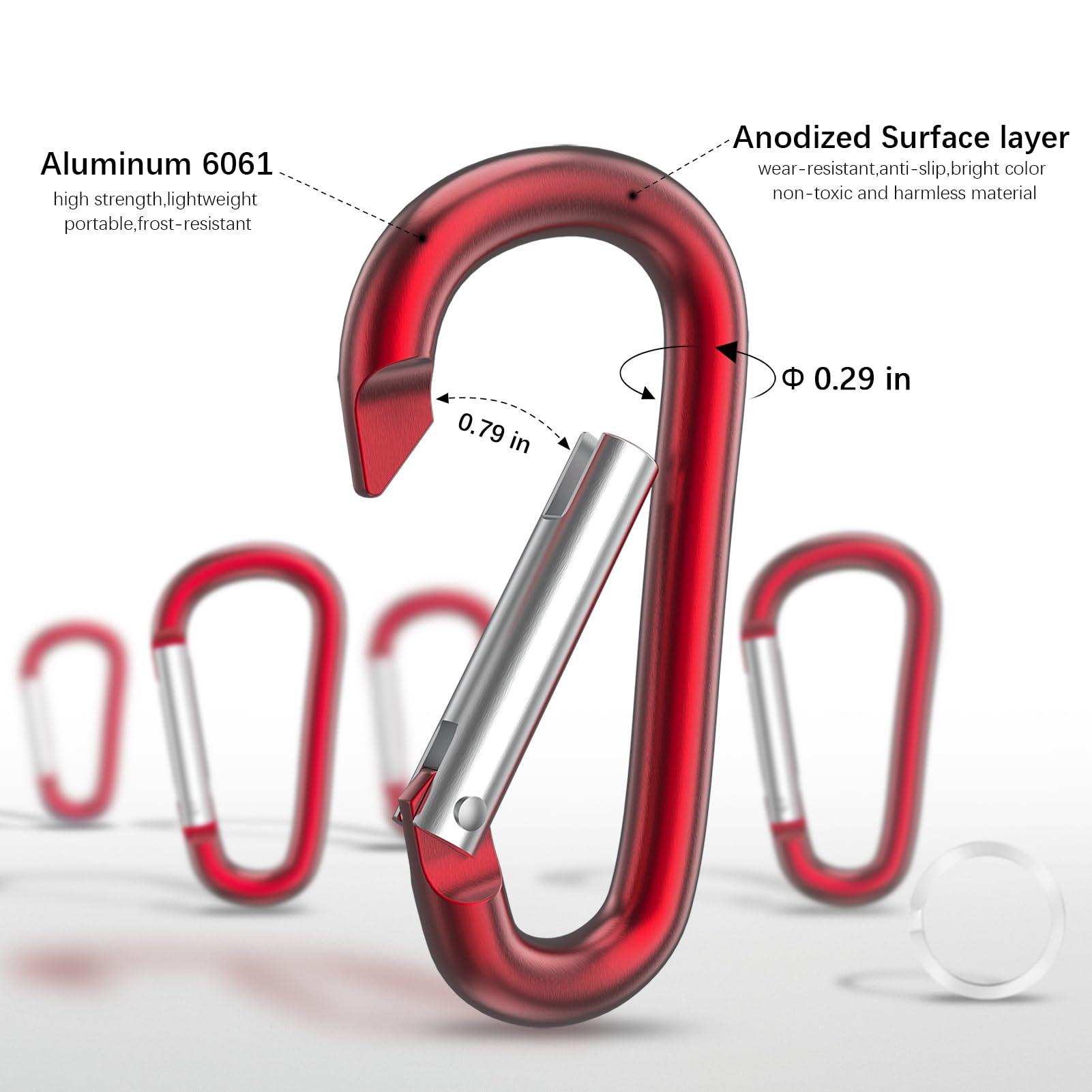 sprookber 3" Aluminum Carabiner D Ring, Caribeener Clips, Spring Snap Hook for Keychain Clip, Set of 10 - Image 4