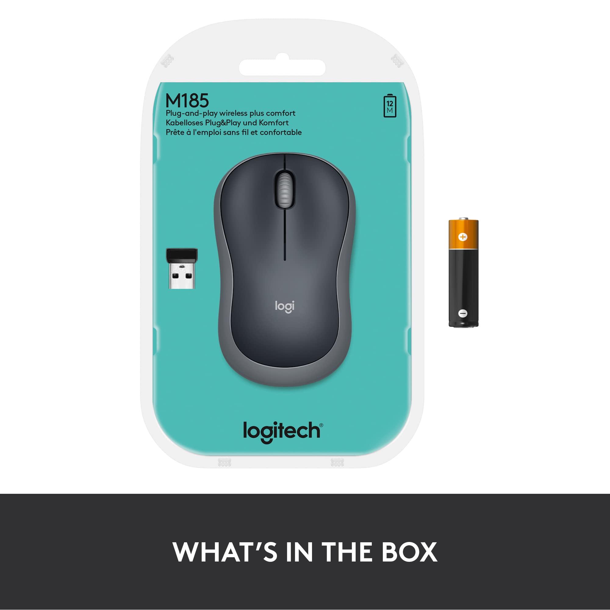 Logitech M185 Wireless Mouse, 2.4GHz with USB Mini Receiver, 12-Month Battery Life, 1000 DPI Optical Tracking, Ambidextrous PC/Mac/Laptop - Swift Grey - Image 11