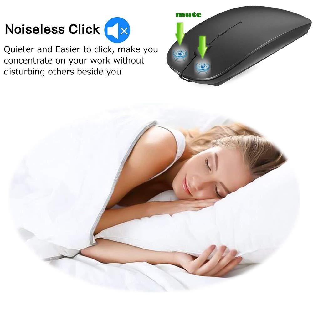 KLO Rechargeable Bluetooth 5.2/3.0/Type-C/USB-2.4G Mouse for MacBook/MacBook air/Pro/iPad, Wireless Mouse for Laptop/Notebook/pc/iPad/Chromebook (Black) - Image 5
