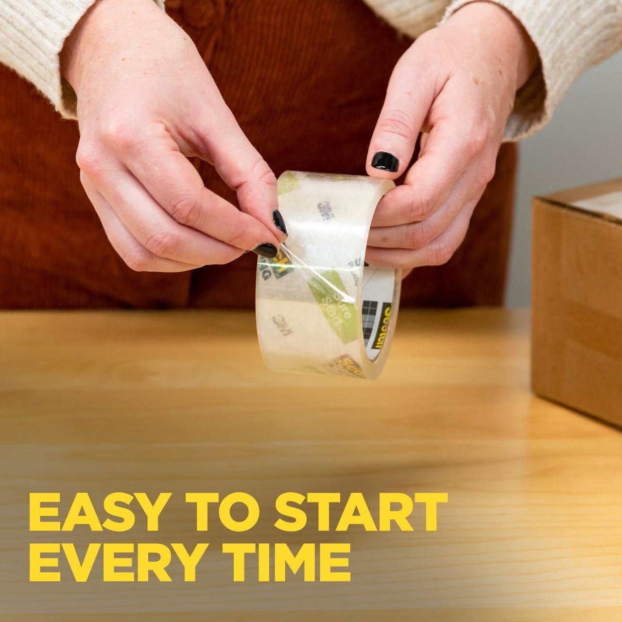 Scotch Sure Start Shipping Packaging Tape, 1.88" x 22.2 yd, Designed for Packing, Shipping and Mailing, Quiet Unwind, No Splitting or Tearing, 1.5" Core, Clear, 6 Dispensered Rolls (145-6) - Image 7