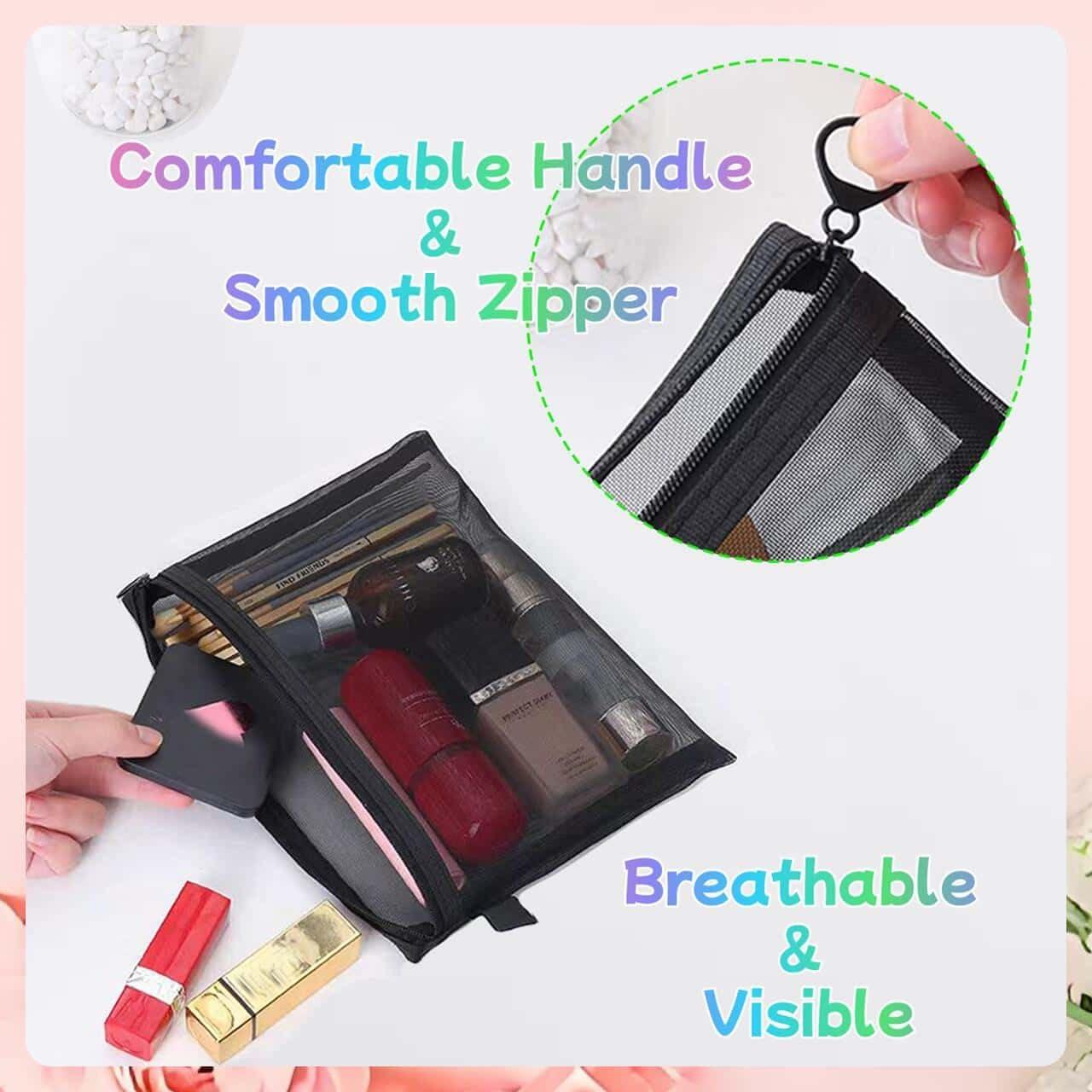 ZSlactp 5-Pack Small Mesh Zipper Pouch Bags, Cosmetic Organizer for Travel and Makeup Accessories, Small Mesh Makeup Bag with Zipper for Purse - Image 3