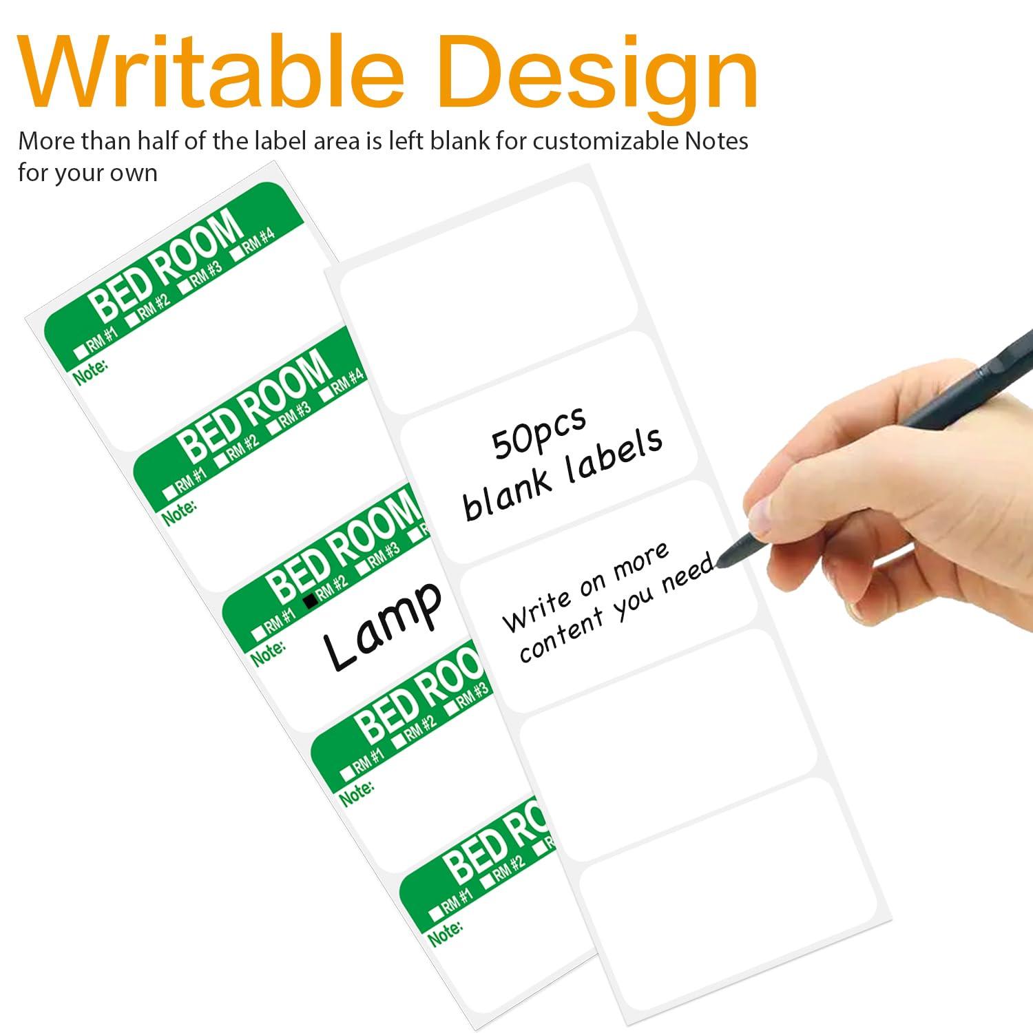 300 Count 3.5 x 2 Large Home Moving Packing Box Labels for 3-4 Bedroom House with Writable Notes Areas, 6 Color Coded Moving Labels for Boxes + Fragile Moving Stickers - Image 3