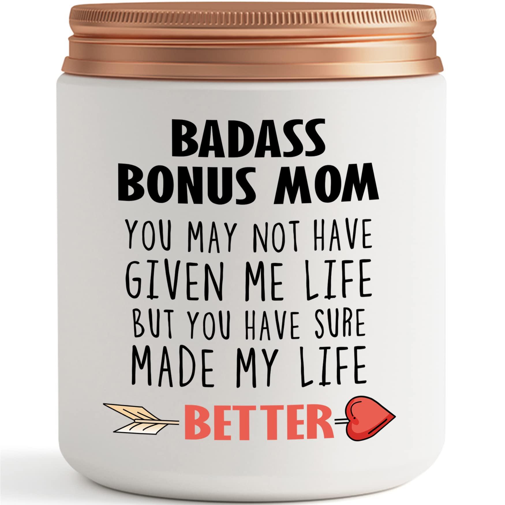 Bonus Mom Gifts- Mother in Law, Stepmom irthday Christmas Mothers Day Gifts- Funny Best Candle Gift Ideas for Adopted Mom from Daughter Son