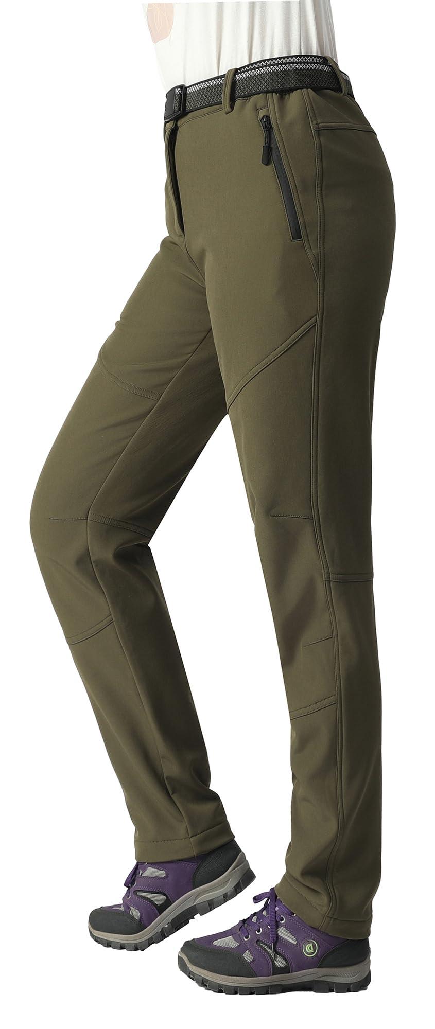 MOERDENG Women's Insulated Snow Ski Pants Waterproof Hiking Pants Fleece Lined Winter Warm Softshell Pants - Image 3