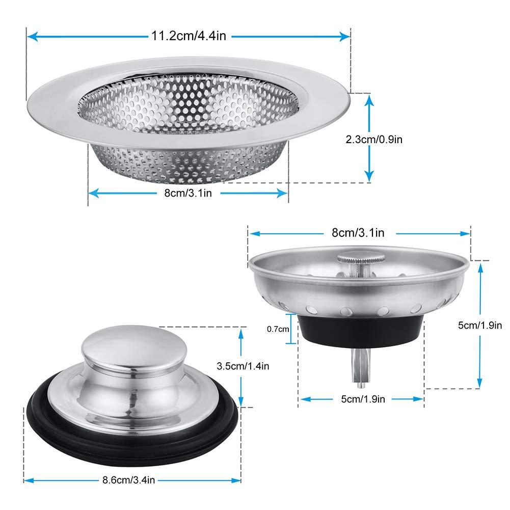 Kitchen Sink Drain Strainer 6 Pack Stainless Steel Sink Stopper, Anti-Clogging Kitchen Sink Drain Basket for Kitchen Sink Strainer Replacement Set - Image 2