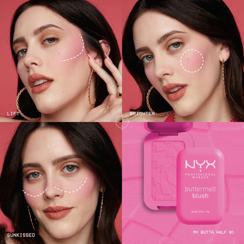 NYX PROFESSIONAL MAKEUP Buttermelt Powder Blush, Fade and Transfer-Resistant Blush, Up to 12HR Make Up Wear, Vegan Formula - Butta Together - Image 5