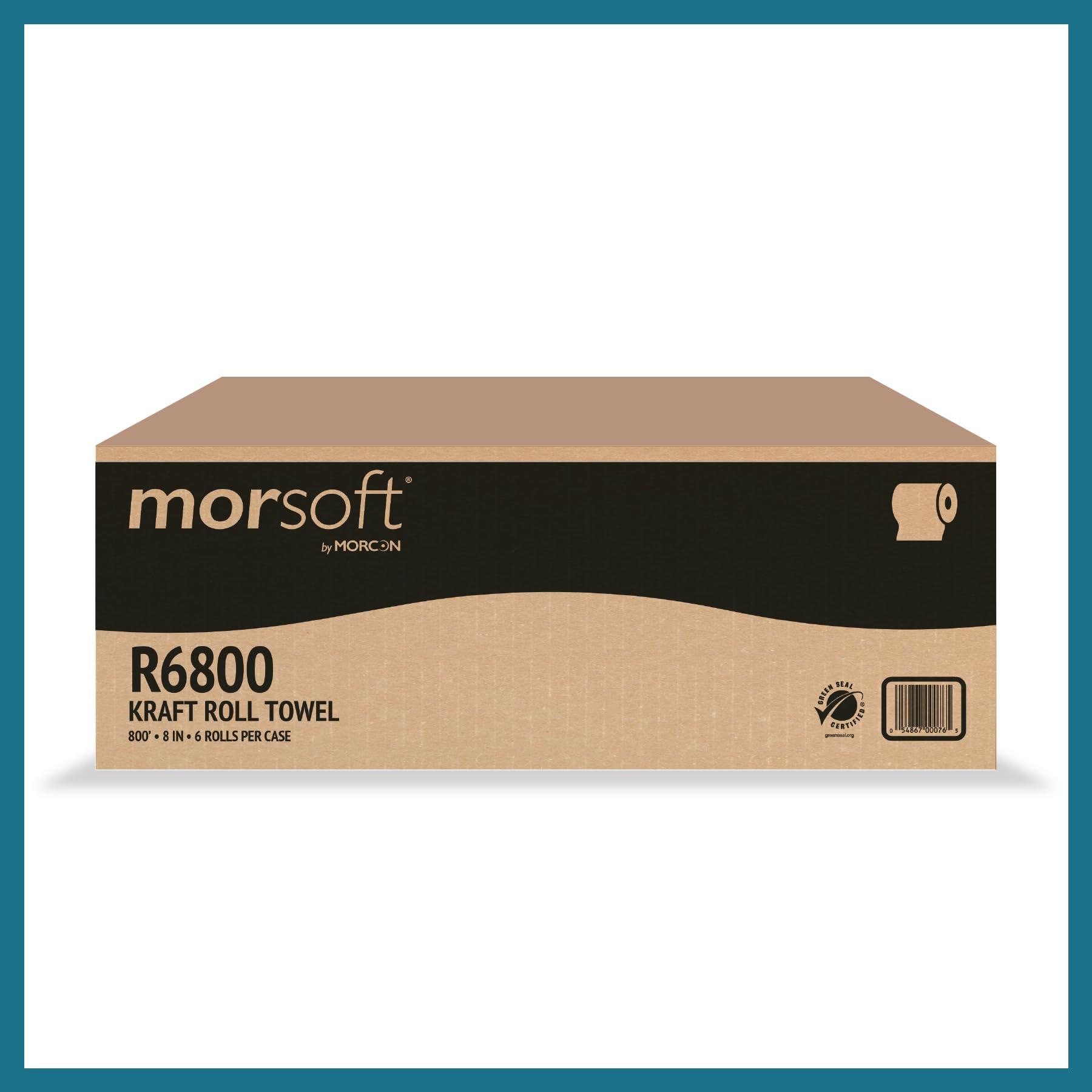 Morsoft by Morcon Paper R6800 Universal Hardwound Roll Towels, 100% Recycled Fibers, 6 Rolls X 800 ft Brown Paper Towels - Image 2