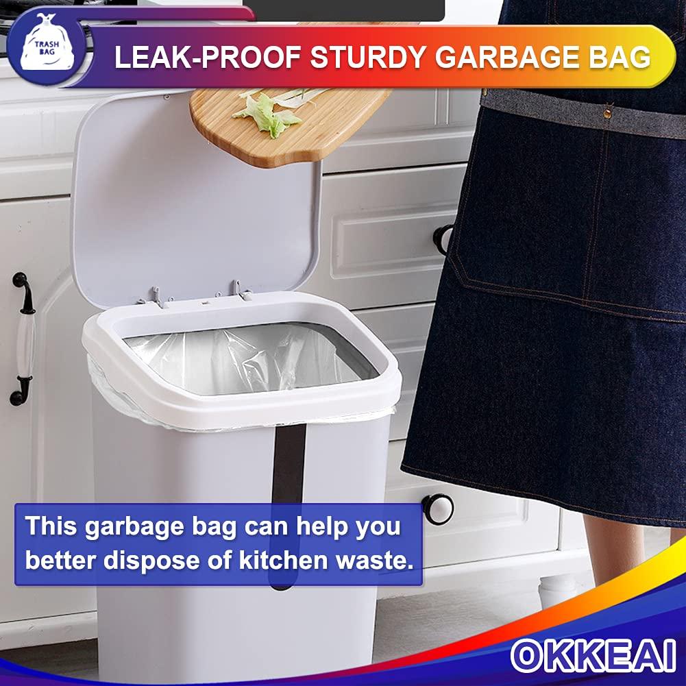 OKKEAI 8 Gallon Trash Bags 30L Garbage Bags Medium White Kitchen Trash Bags Wastebasket Liners for Bathroom,Home Office, Lawn,60 Count,Clear (Fits 7-10 Gallon Bins) - Image 7